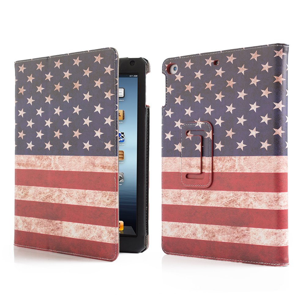 Premium PU Leather iPad 9.7 Inch Case (2018/2017/Air 2/Air 1) - Shockproof Corner Protection & Scratch-Resistant Smart Cover with Auto Sleep/Wake - Patriotic American Flag Design - Perfect for Work, Travel & Home Use