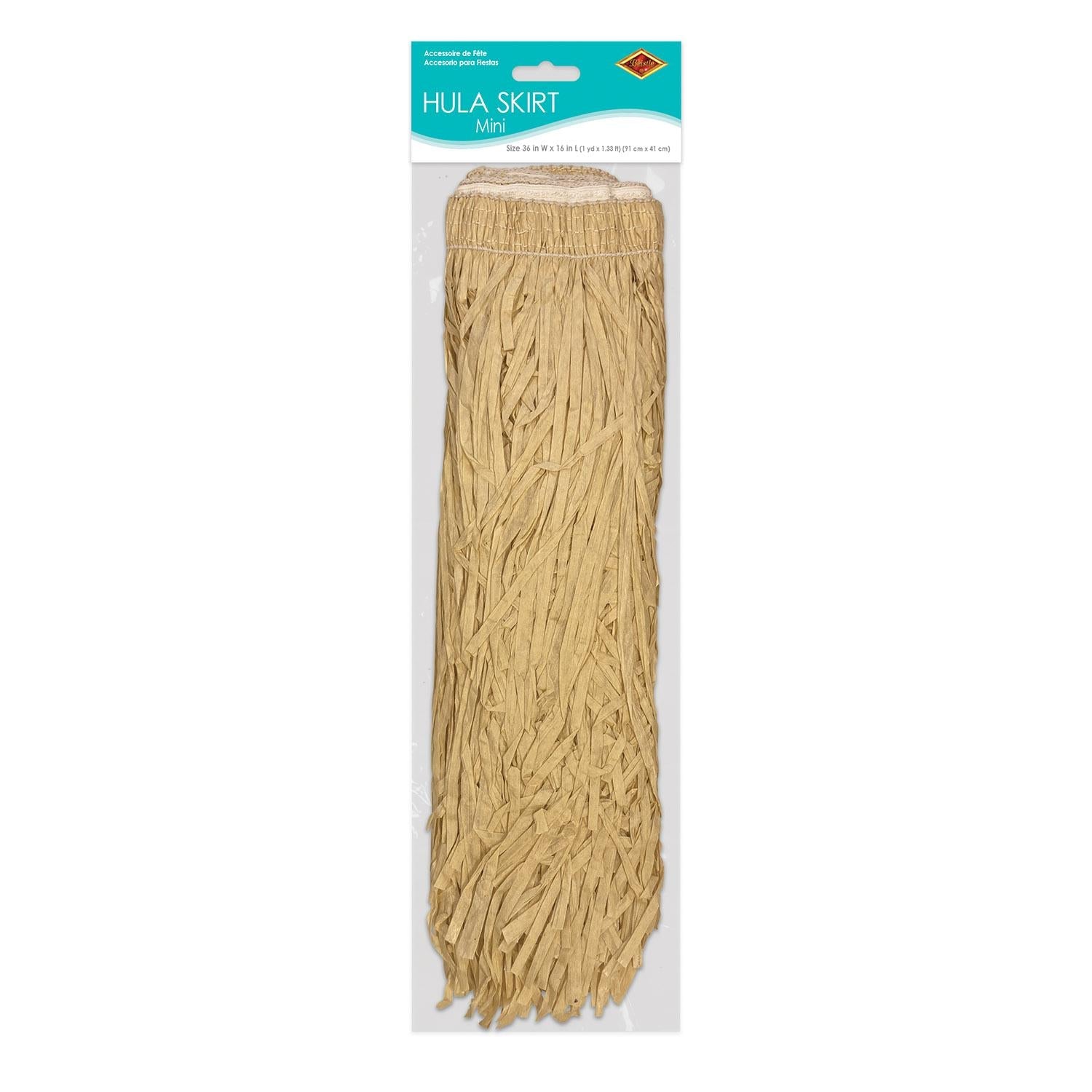 12 Pack Beistle Adult Mini Hula Skirt - Natural Coconut Fiber Grass Skirts for Hawaiian Luau Party, Halloween Costume & Tropical Themed Events