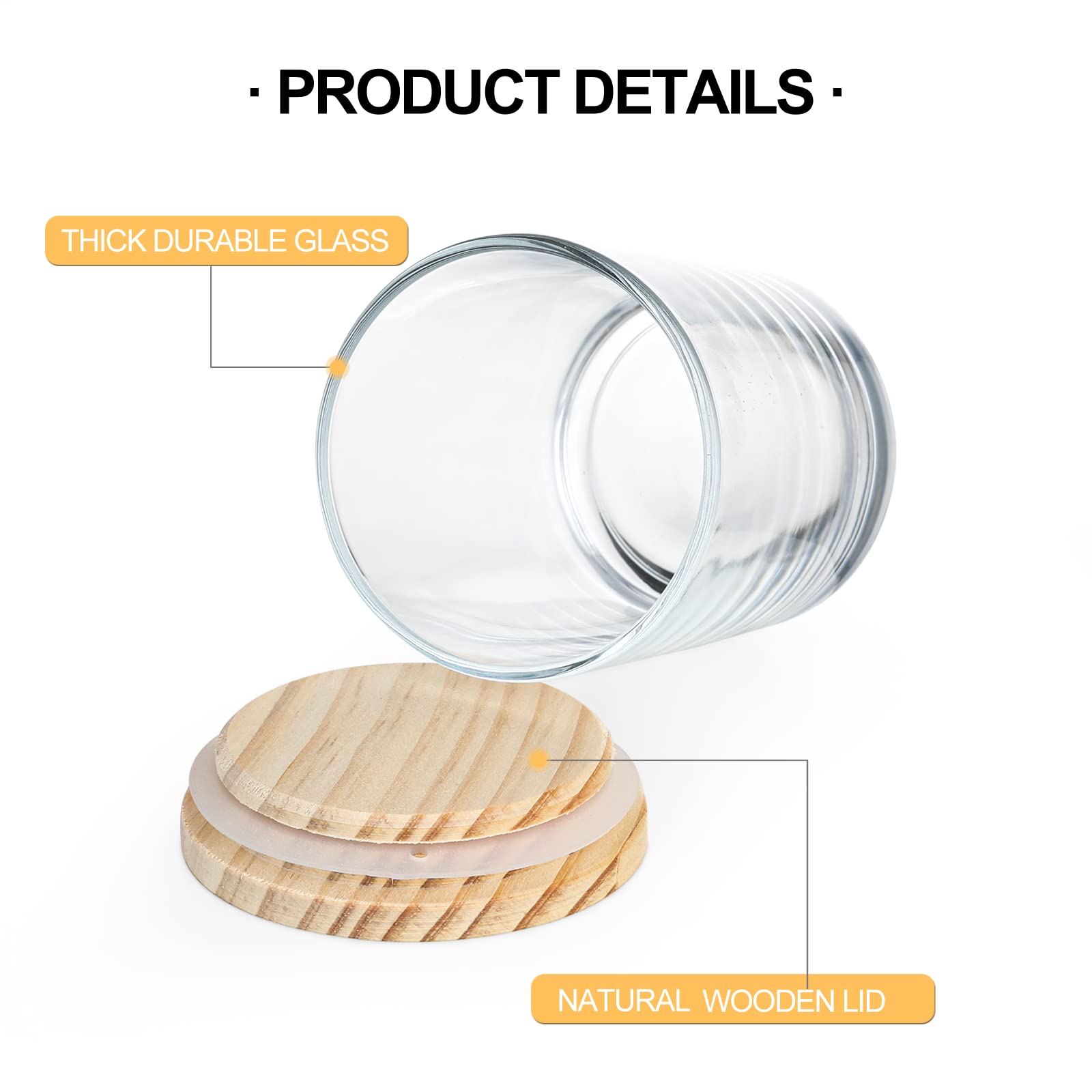 16 Pack 7oz Thick Candle Jars with Wooden Lids - Matte White Empty Containers for DIY Candle Making, Wax Melts, Sample Storage & Home Decor
