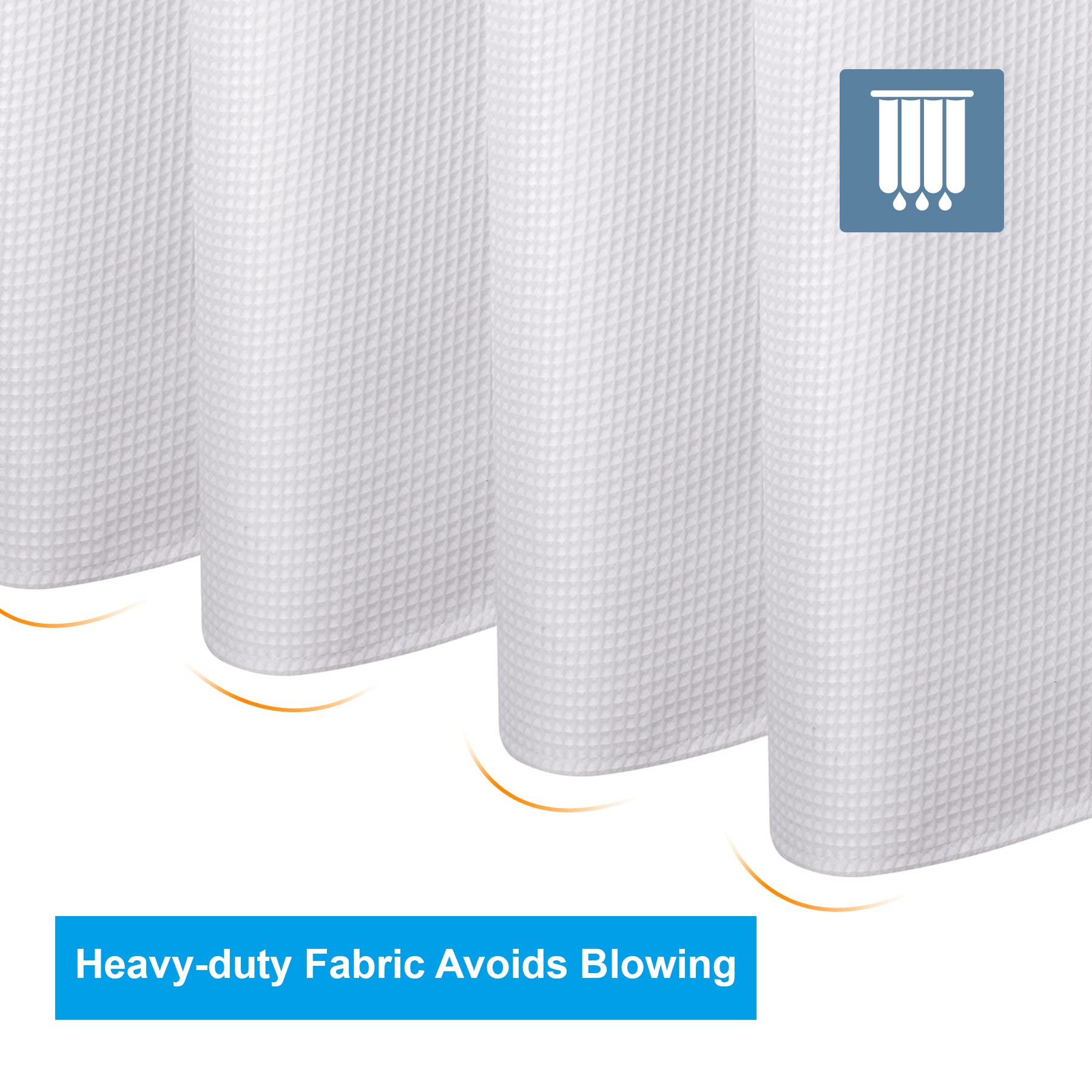 AmazerBath Waterproof Clear Shower Curtain Liner & Heavy Duty White Waffle Shower Curtain Set - 72x72 Inches for Bathroom, Hotel, and Dorm Use