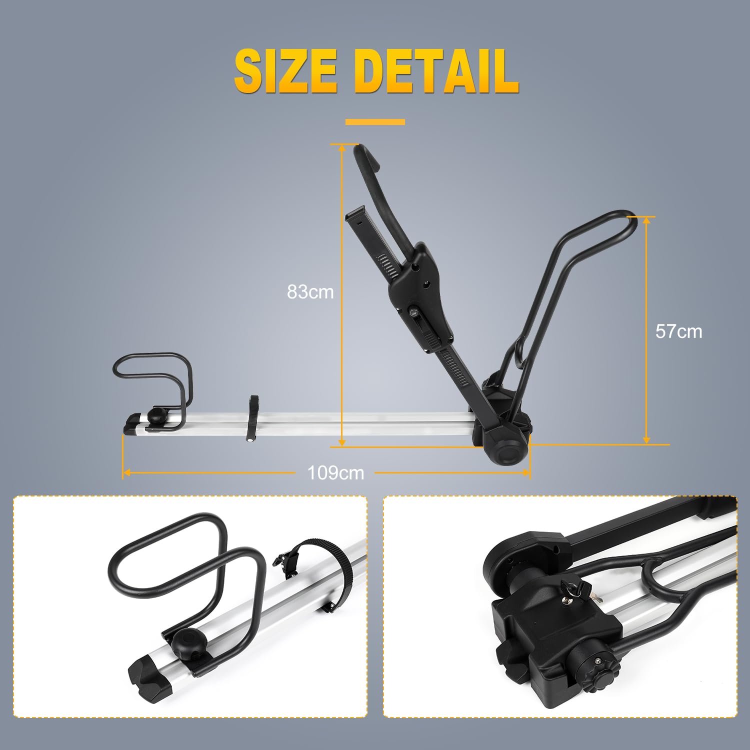 OCPTY Upright Bike Rack for Cars, SUVs, Trucks & Vans - Heavy Duty Roof Mount Bike Carrier (Set of 1) - Perfect for Road Trips, Camping & Outdoor Adventures
