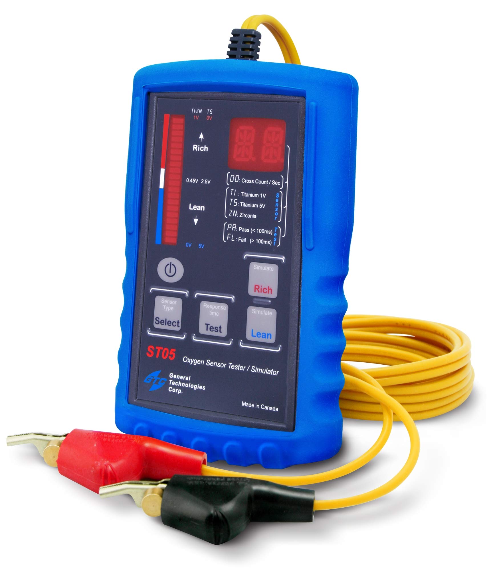 GTC ST05 Oxygen Sensor Tester & Simulator - Automotive O2 Sensor Diagnostic Tool for Car, Truck, SUV - Check Engine Light Troubleshooting & Emissions Testing (Works with Most Vehicles)