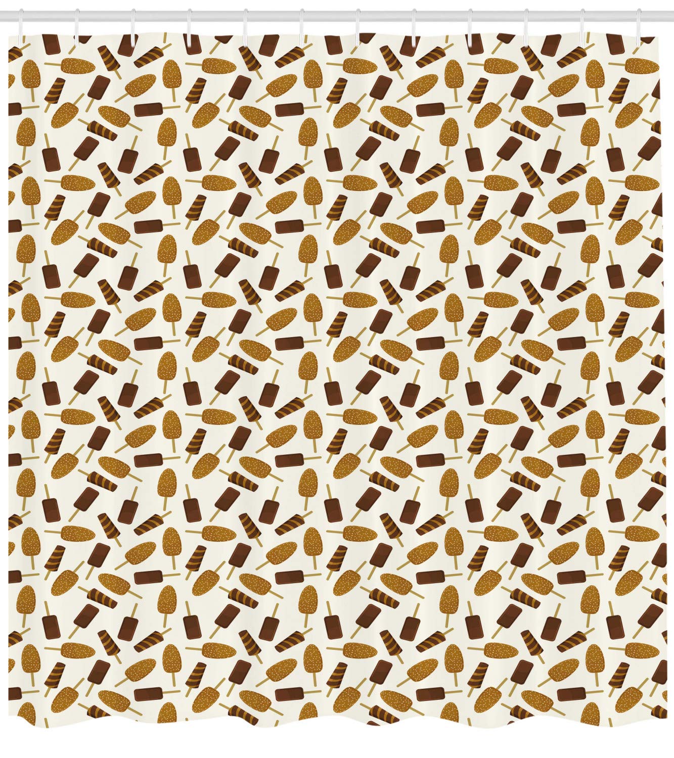Ambesonne Ice Cream Shower Curtain - Chocolate Popsicle Design for Bathroom Decor