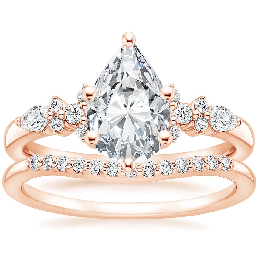 1.00 CT Pear Shape Moissanite Engagement Ring Set for Women - Vintage Halo Wedding Bridal Set in 925 Silver/10K/14K/18K Solid Gold - Anniversary & Promise Gift - Perfect for Proposals, Weddings & Special Occasions