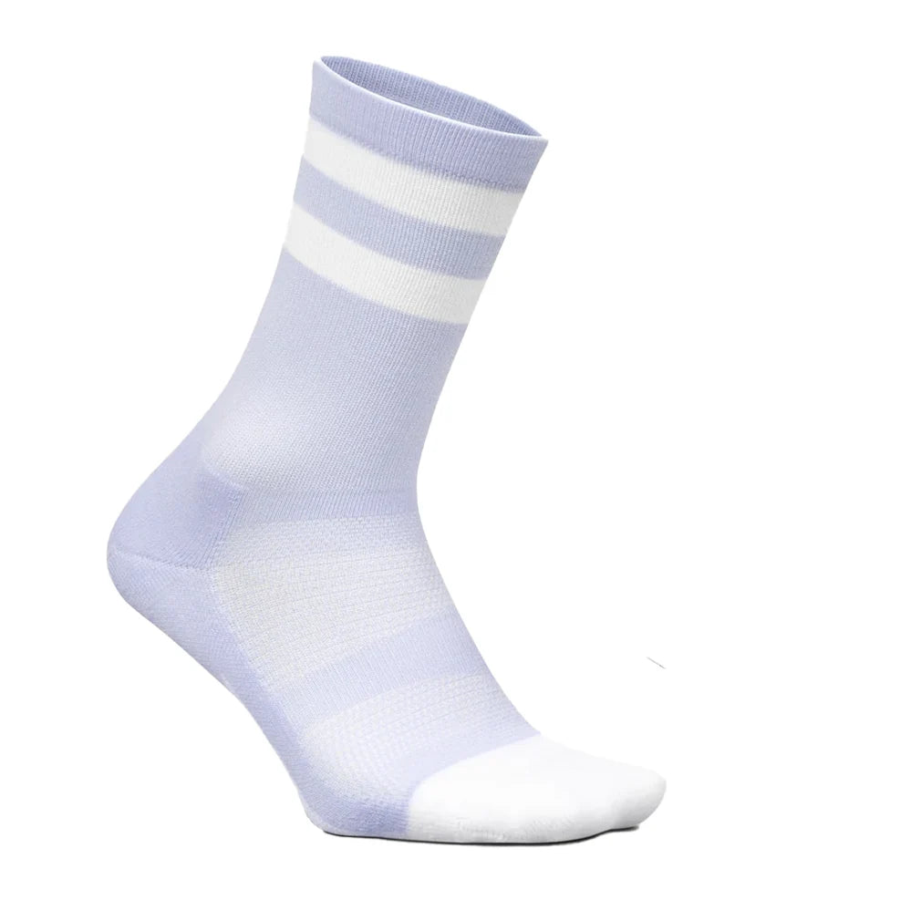 Elite Light Cushion Mini Crew Socks - Women's Athletic Stripe Socks for Running, Yoga & Casual Wear - High Top Comfort Socks in Lilac Color