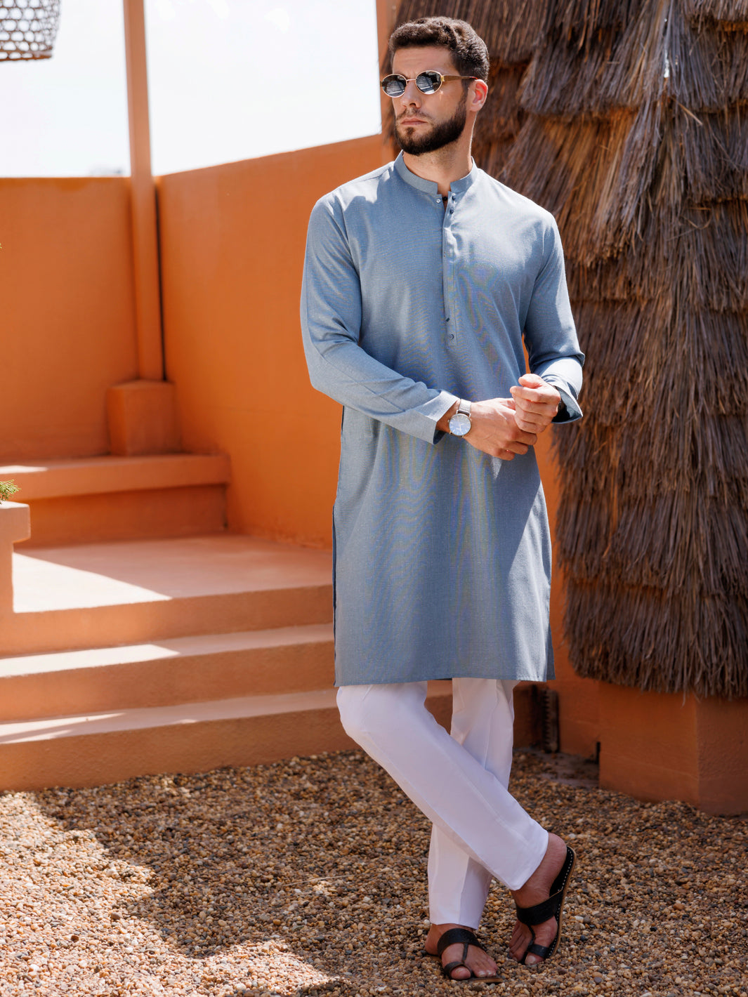 Stylish Light Blue Blended Kurta for Women - Comfortable & Trendy Indian Ethnic Wear - Perfect for Festivals, Weddings & Casual Outings