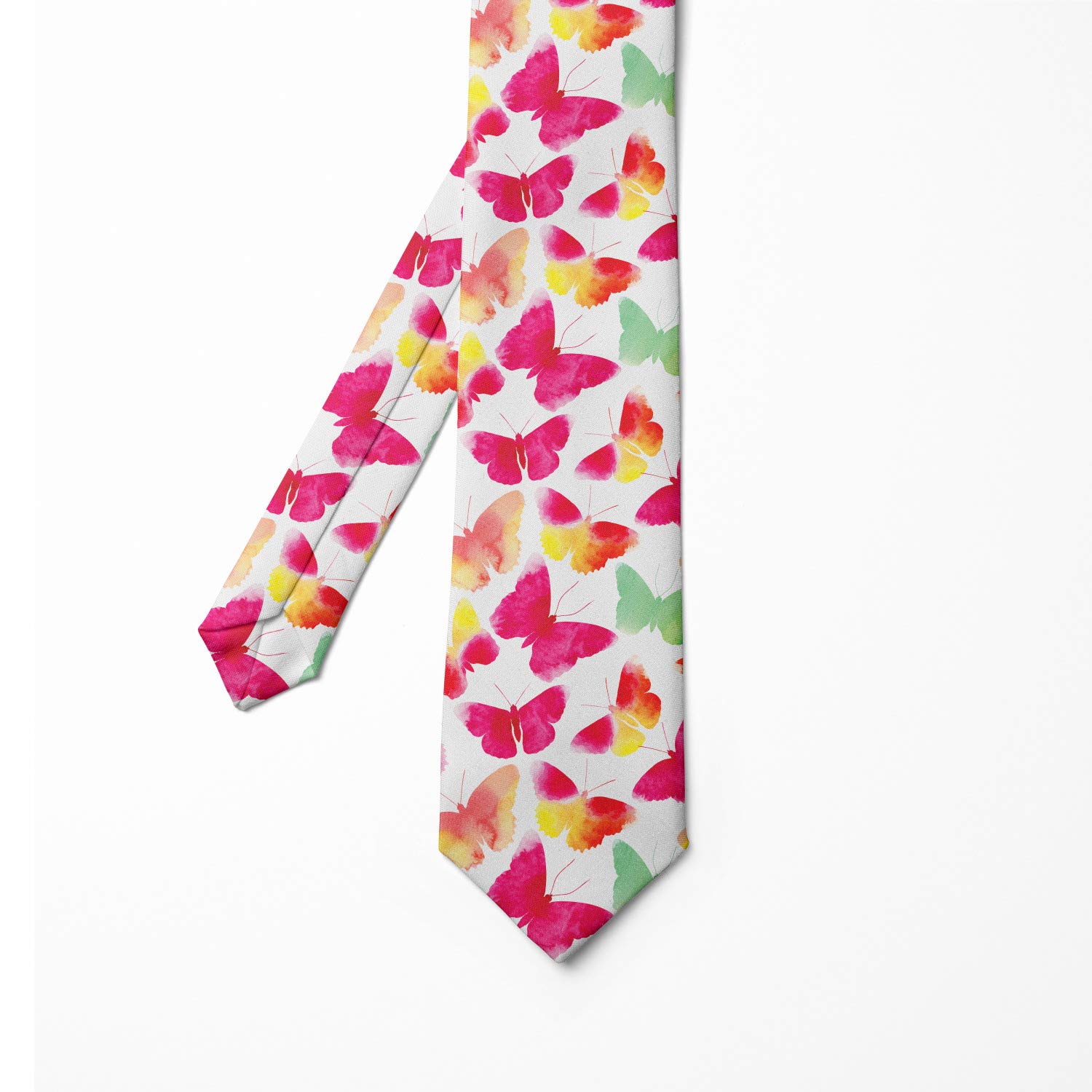 Ambesonne Watercolor Butterflies Necktie - 3.7