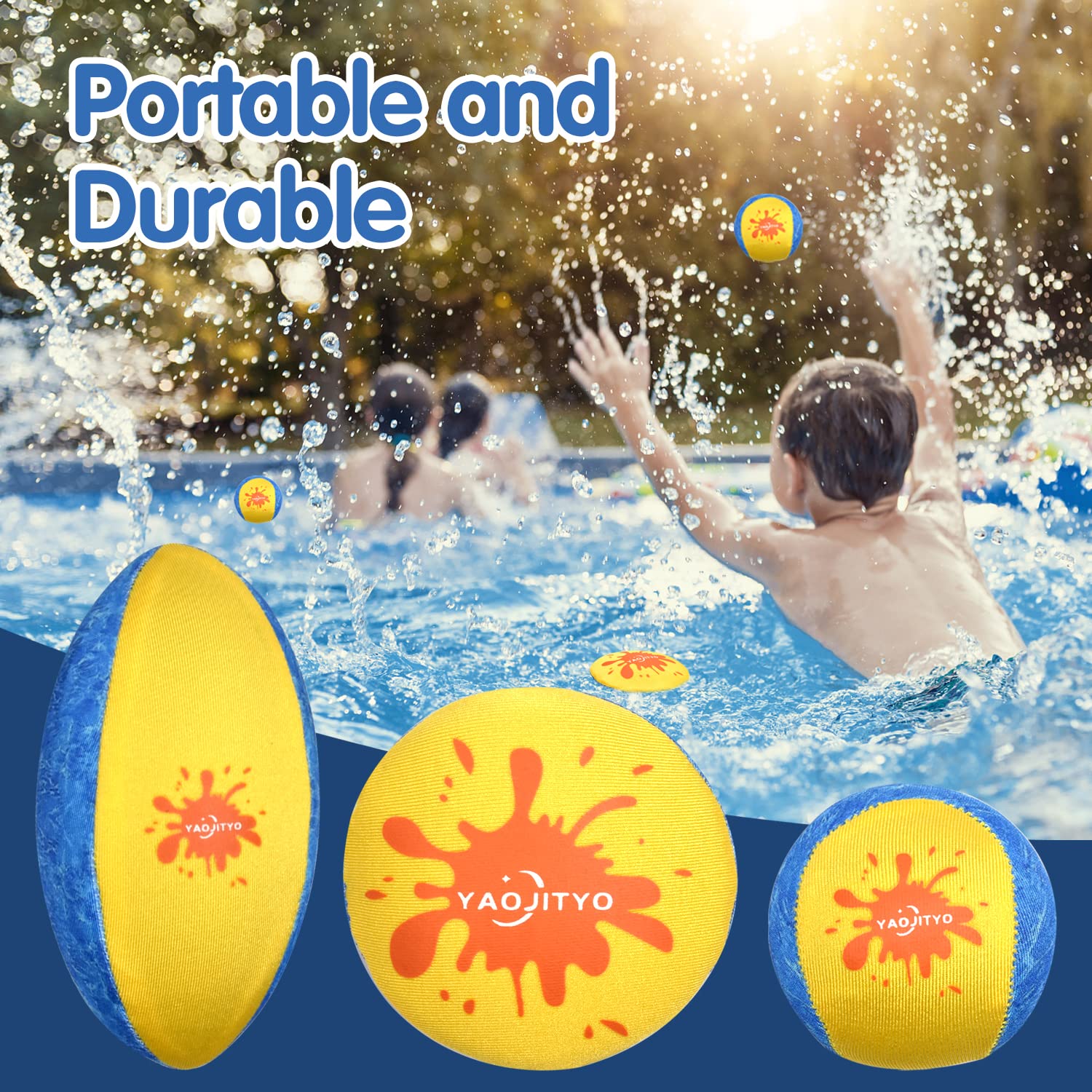 4 Pack Water Skip Balls - Soft & Durable TPR Material Beach Toys for Swimming Pools, Lakes & Ocean - Fun Outdoor Water Games for Kids & Adults - Perfect for Pool Parties, Beach Vacations & Summer Activities