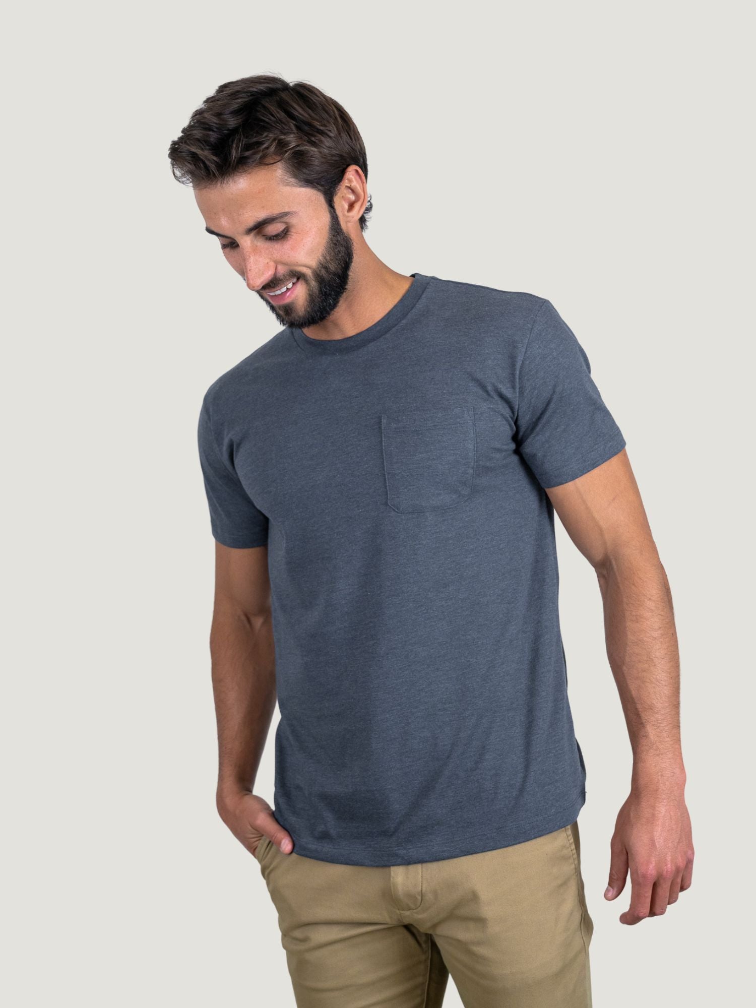 Men's Navy Blue Pocket T-Shirt - Soft Cotton Crew Neck Tee for Casual Wear & Everyday Outfits | Final Sale