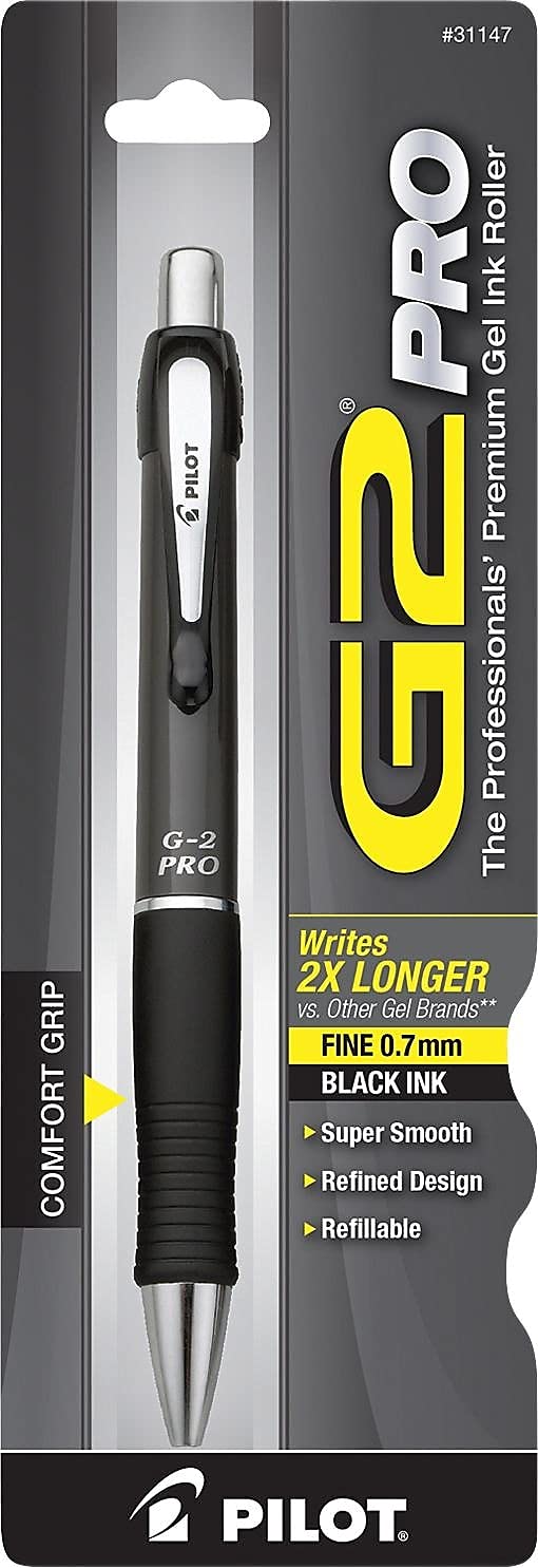 Pilot G2 Pro Retractable Gel Pen - Refillable Black Ink, 0.7mm Fine Point for Smooth Writing | Perfect for Office, School & Note Taking