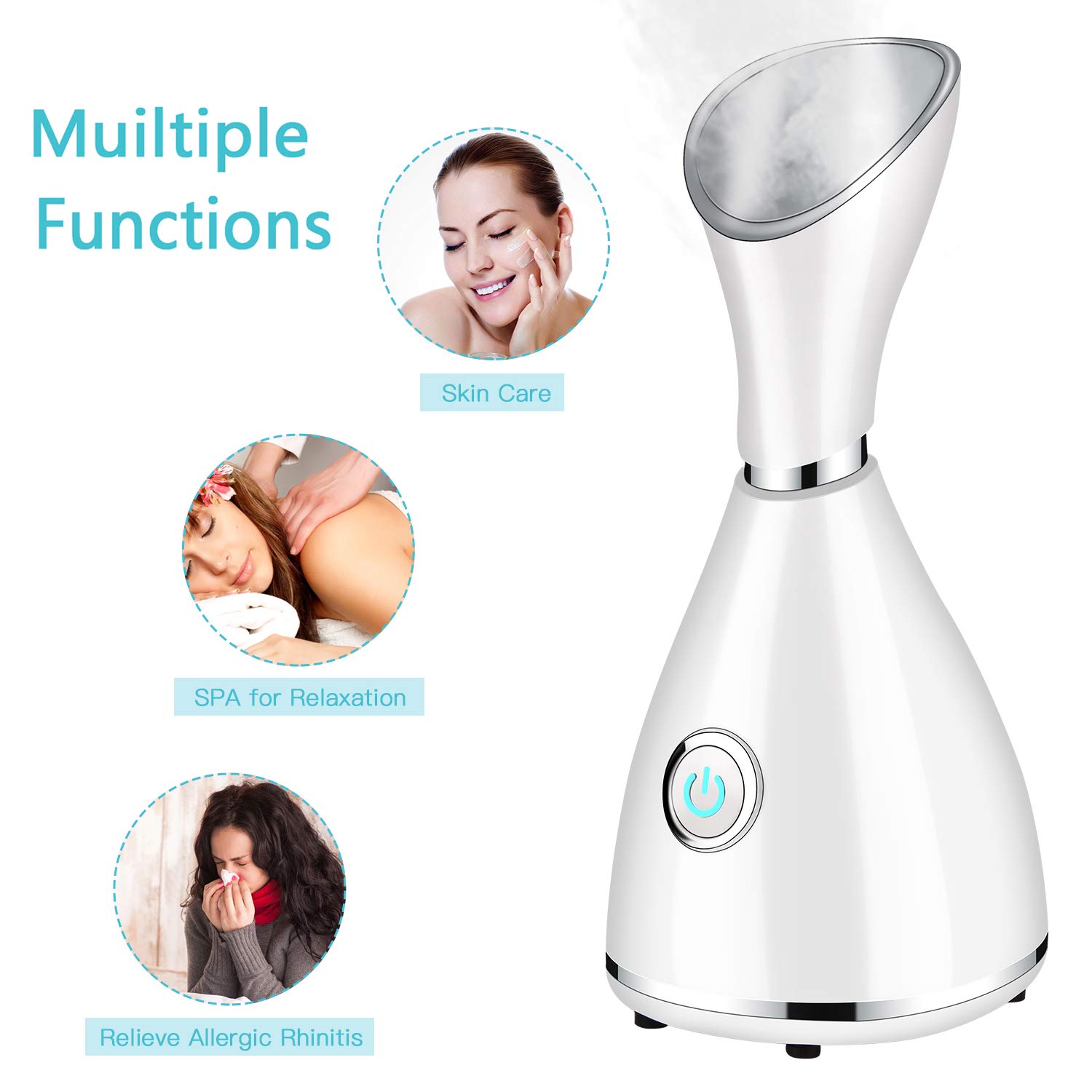 Nano Ionic Facial Steamer for Deep Cleaning & Moisturizing - Home Spa & Blackhead Removal Kit for Glowing Skin