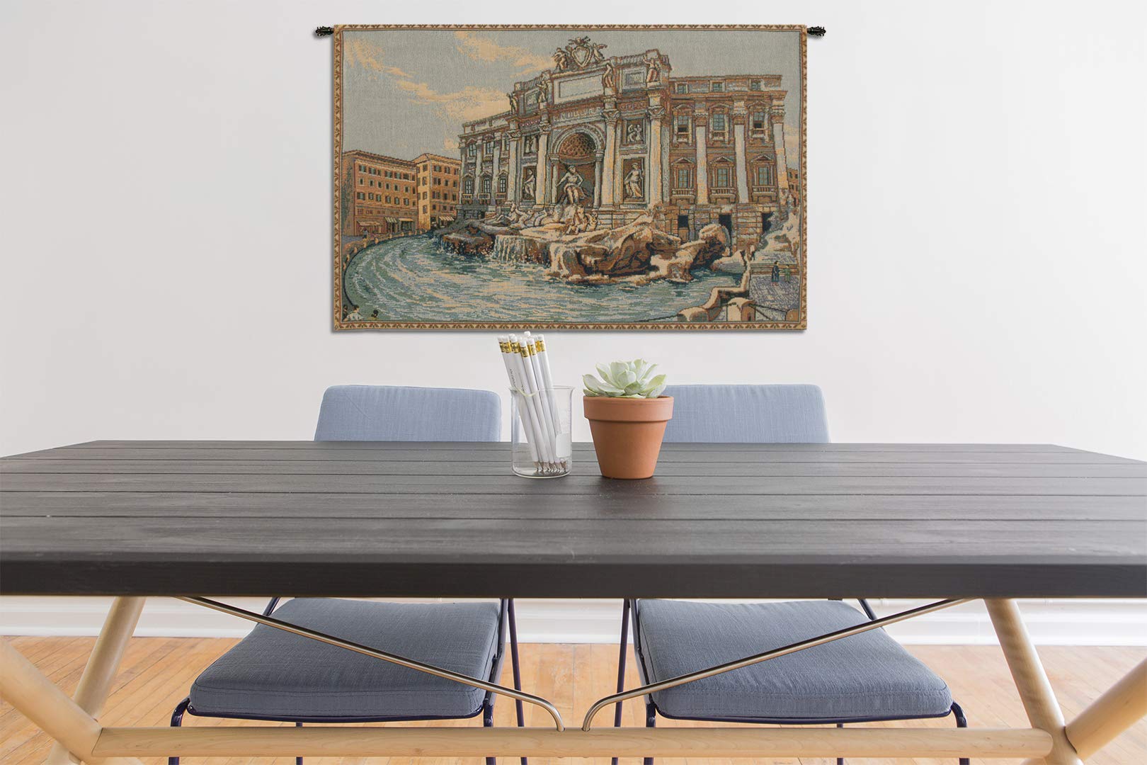 Charlotte Home Furnishings Fontana Di Trevi Italian Tapestry Wall Hanging - 12x19 Inch Viscose Cotton Polyester Blend Wall Art - Renaissance Home Decor for Living Room, Bedroom & Office