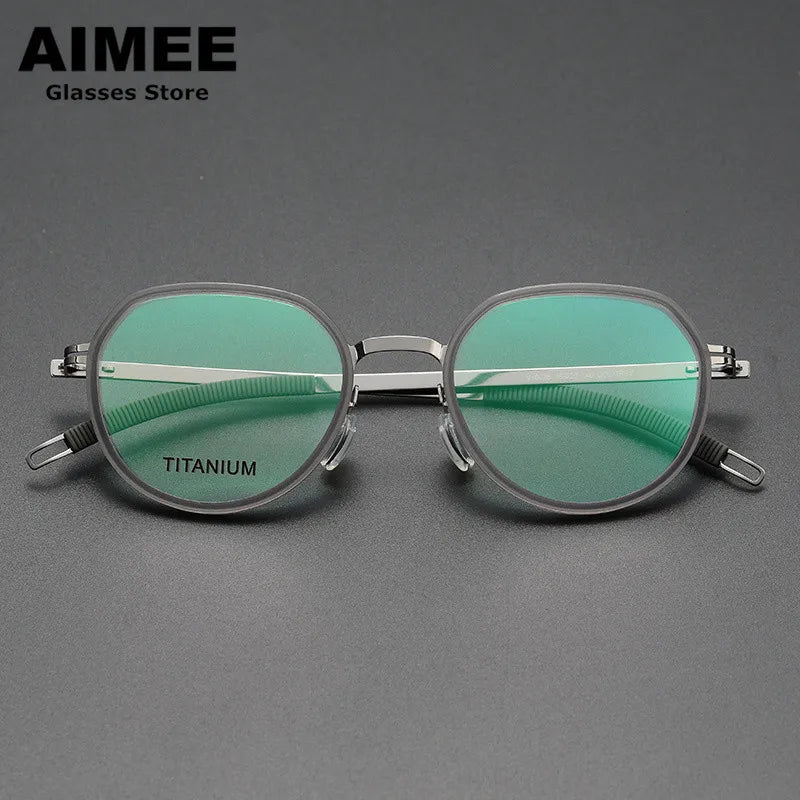 Aimee Unisex Full Rim Flat Top Oval Titanium Acetate Eyeglasses 60219 - Lightweight Durable Frame for Men & Women - Perfect for Reading, Work, and Everyday Use