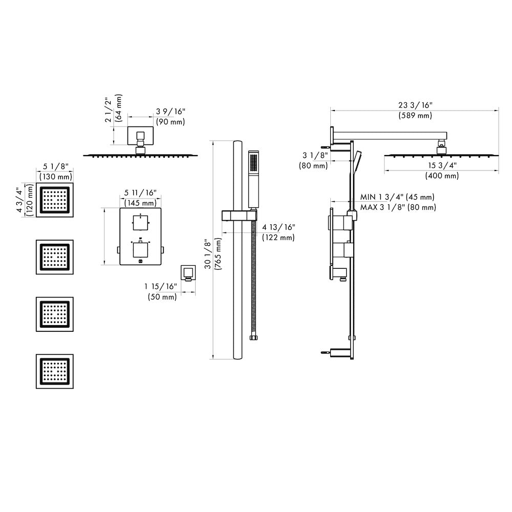 ZLINE Crystal Bay Thermostatic Shower System with 6 Body Jets - Champagne Bronze Finish (CBY SHS T3 CB) - Luxury Bathroom Upgrade for Spa-Like Experience