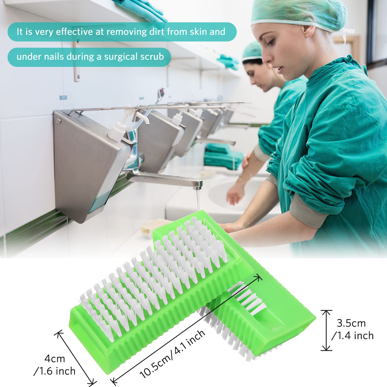 Boao 5-Pack Soft Nail Cleaning Brushes - Reusable Hand Scrub Brushes for Men, Women & Kids - Gentle Plastic Fingernail Brush for Daily Hygiene & Manicures (Green) - Perfect for Home, Salon & Travel Use