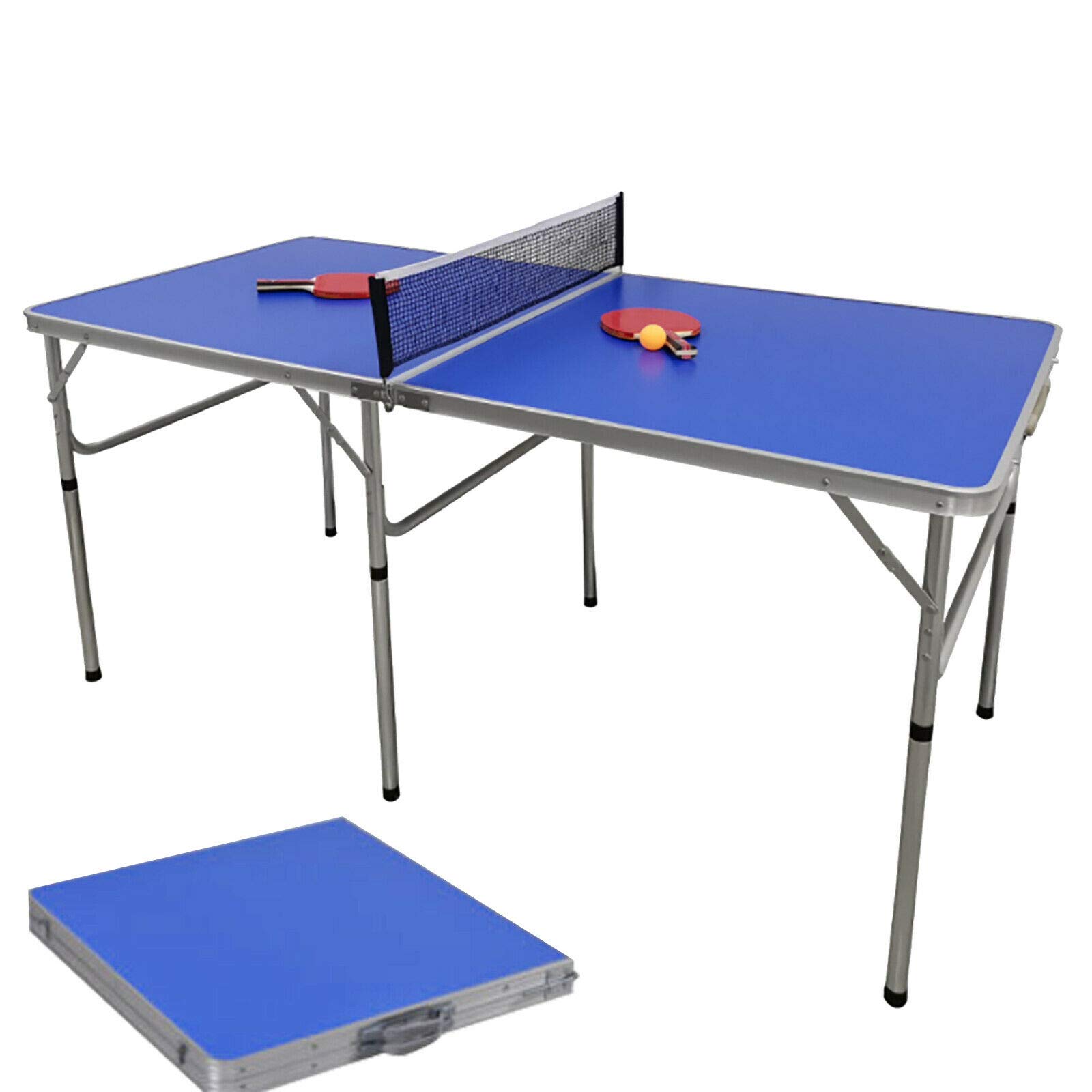Portable Folding Ping Pong Table Set with Net, Paddles & Balls - Indoor/Outdoor Table Tennis Game for Family, Party, Backyard, Office & Gym - 152 x 76 x 76 cm Compact Sports Equipment