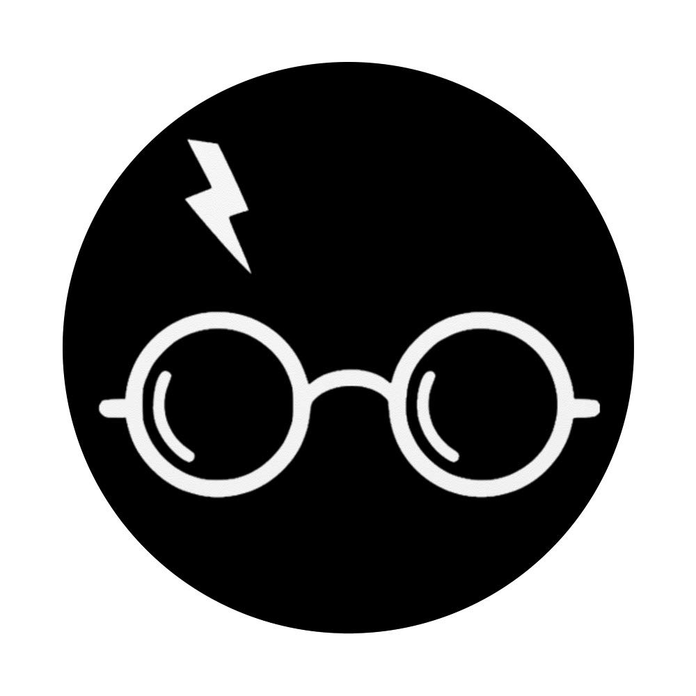 Harry Potter Wizard Round Glasses with Lightning Bolt Scar Design - Swappable PopGrip Phone Grip & Stand for iPhone, Samsung, Tablets - Perfect for Fans, Cosplay, and Magic-Themed Parties
