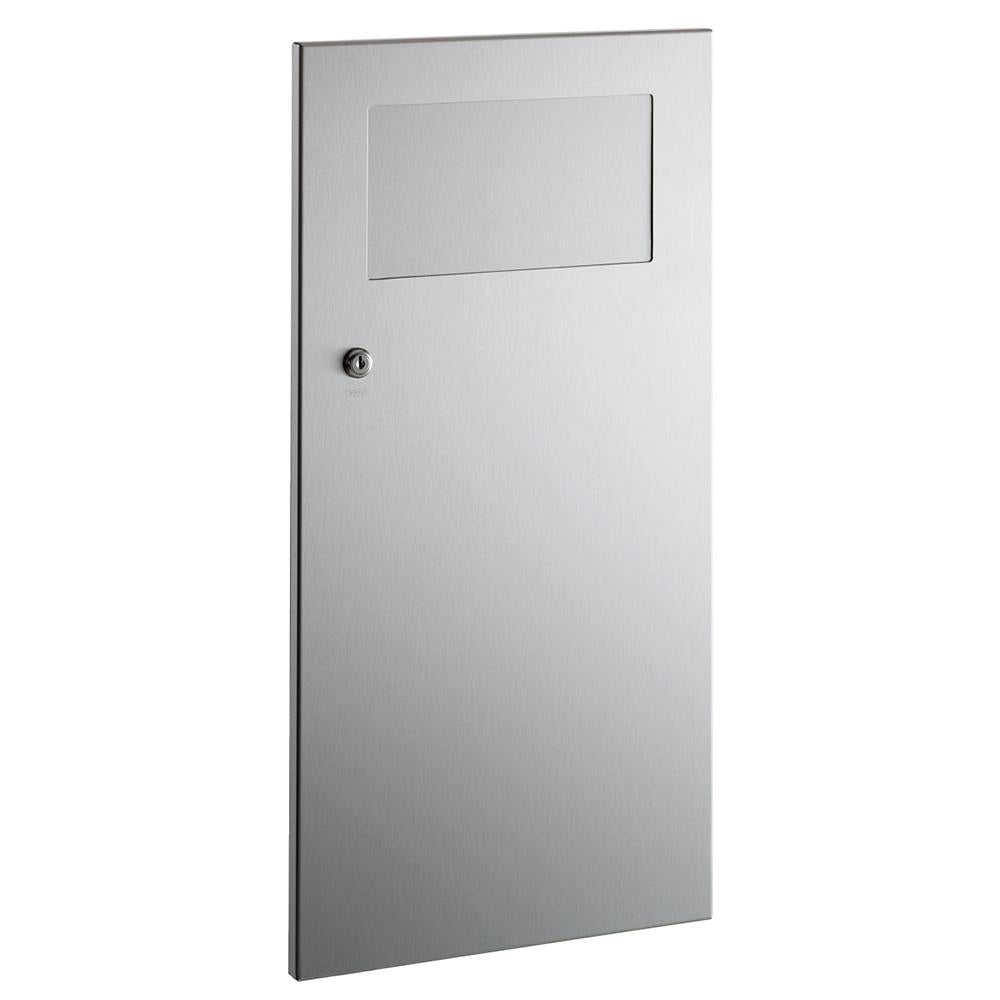 Bobrick B35633 TrimLine Series 3 Gallon Recessed Waste Receptacle with Disposal Door - Satin Finish for Office, Restroom & Commercial Spaces