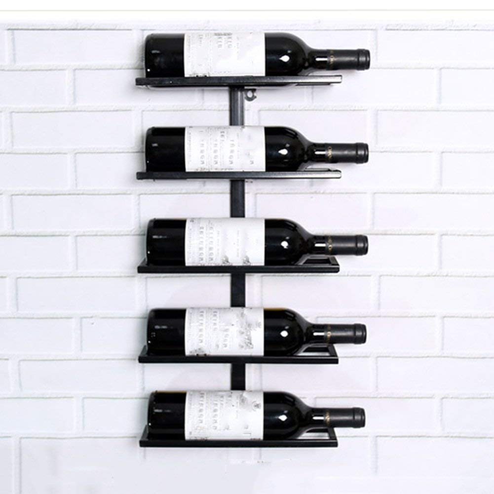Iron Wall Mounted Wine Rack Holder for 2-9 Bottles - Decorative Hanging Wine Glass Display Shelf for Kitchen, Bar & Dining Room Decor
