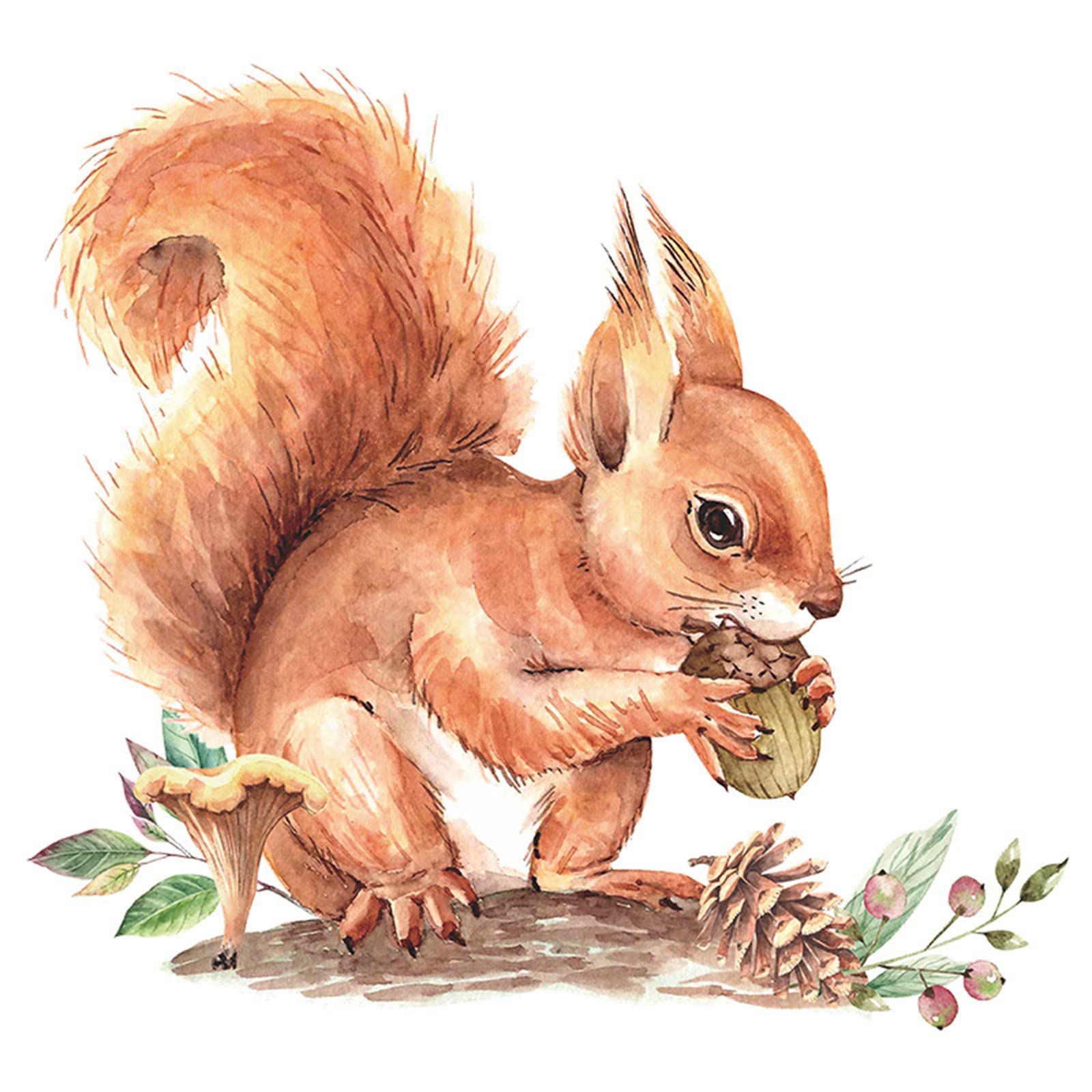 Cute Little Squirrel & Pinecone Bottle Stickers - Waterproof Vinyl Decals for Kids Room, Kindergarten, Home Wall Decor, DIY Photo Booth Backdrop - Perfect for Nursery, Classroom & Party Decorations