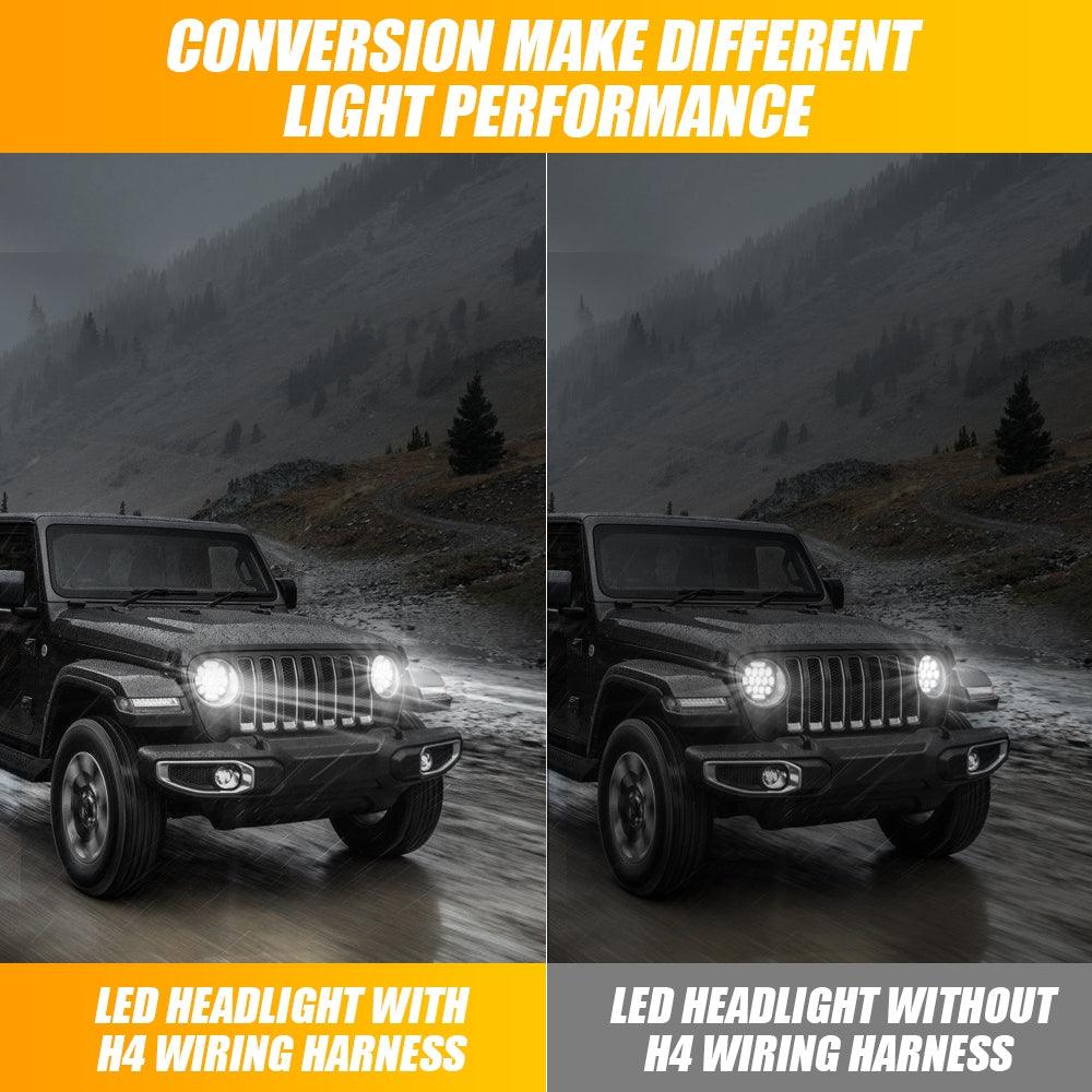 2 Leads H4 LED Headlight Brightness Intensifier Wiring Harness - 9003 Headlight Relay Harness Kit with Fuse for 5x7 7x6 H6054 6054 Headlights - Perfect for Off-Road, Night Driving & Vehicle Upgrades