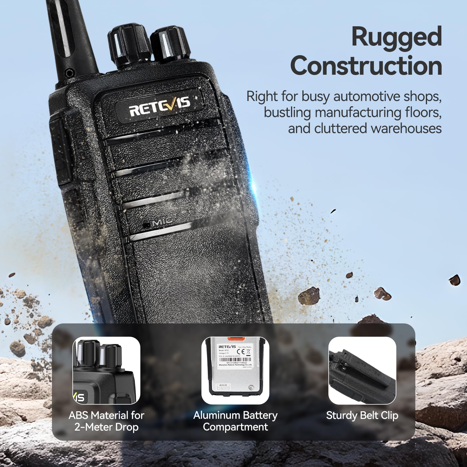 Retevis RT21 Long Range Walkie Talkies for Adults - 2 Way Radios with Earpiece & Hands-Free (10 Pack) - Ideal for Government, Education, Churches & Business Communication