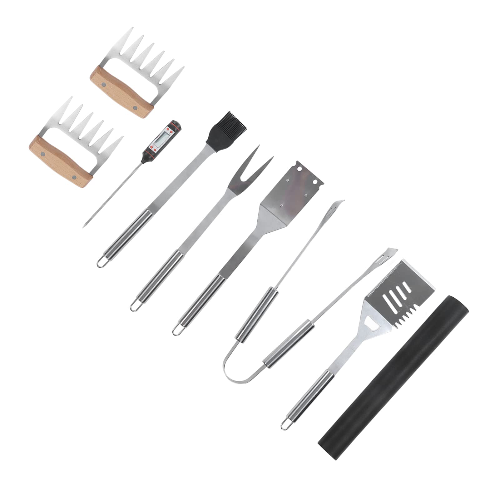 Premium 9-Piece Stainless Steel BBQ Grill Tools Set - Heavy Duty Professional Grilling Utensils for Outdoor Cooking, Camping & Backyard Barbecue Parties (Grill Tongs, Spatula, Fork & More)