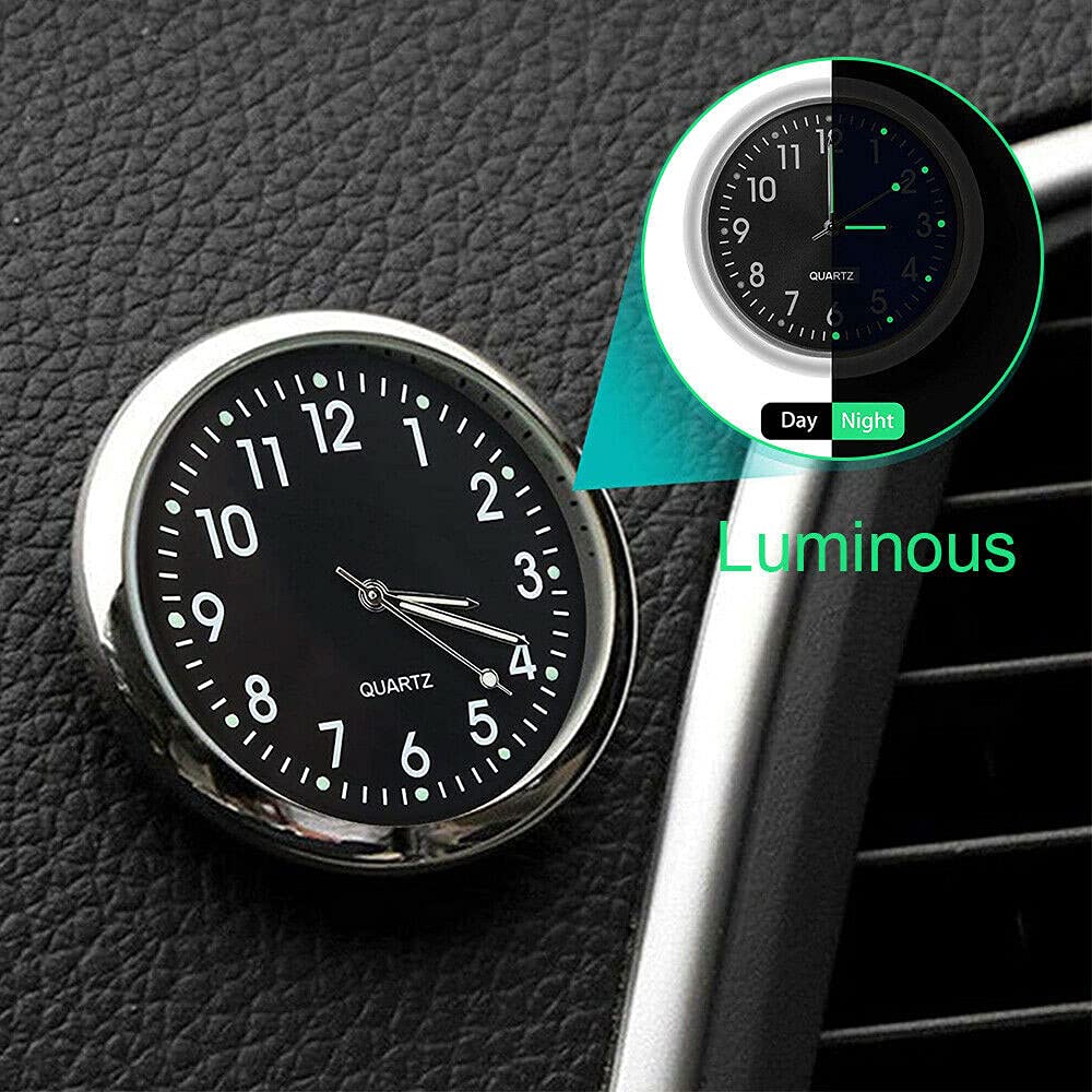 Universal Mini Quartz Analog Car Dashboard Clock - Luminous Stick-On Air Vent Watch for Car Decoration | Perfect for Road Trips, Commuting & Night Driving