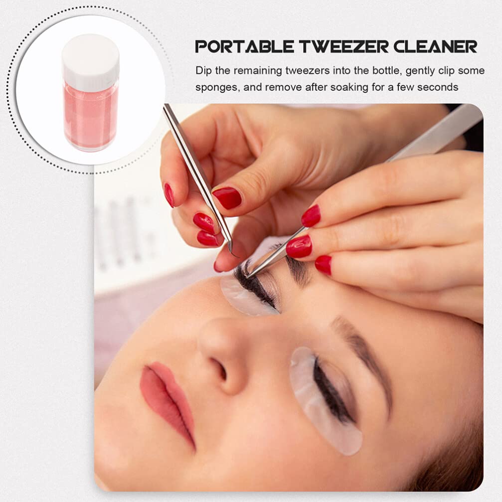 Premium Minkissy Lash Tweezers Cleaner Kit - Professional Eyelash Extension Cleaning Tool with Liquid Remover & Sponge Balls (3 Bottles) - Perfect for Salon, Spa & Home Lash Glue Removal & Maintenance
