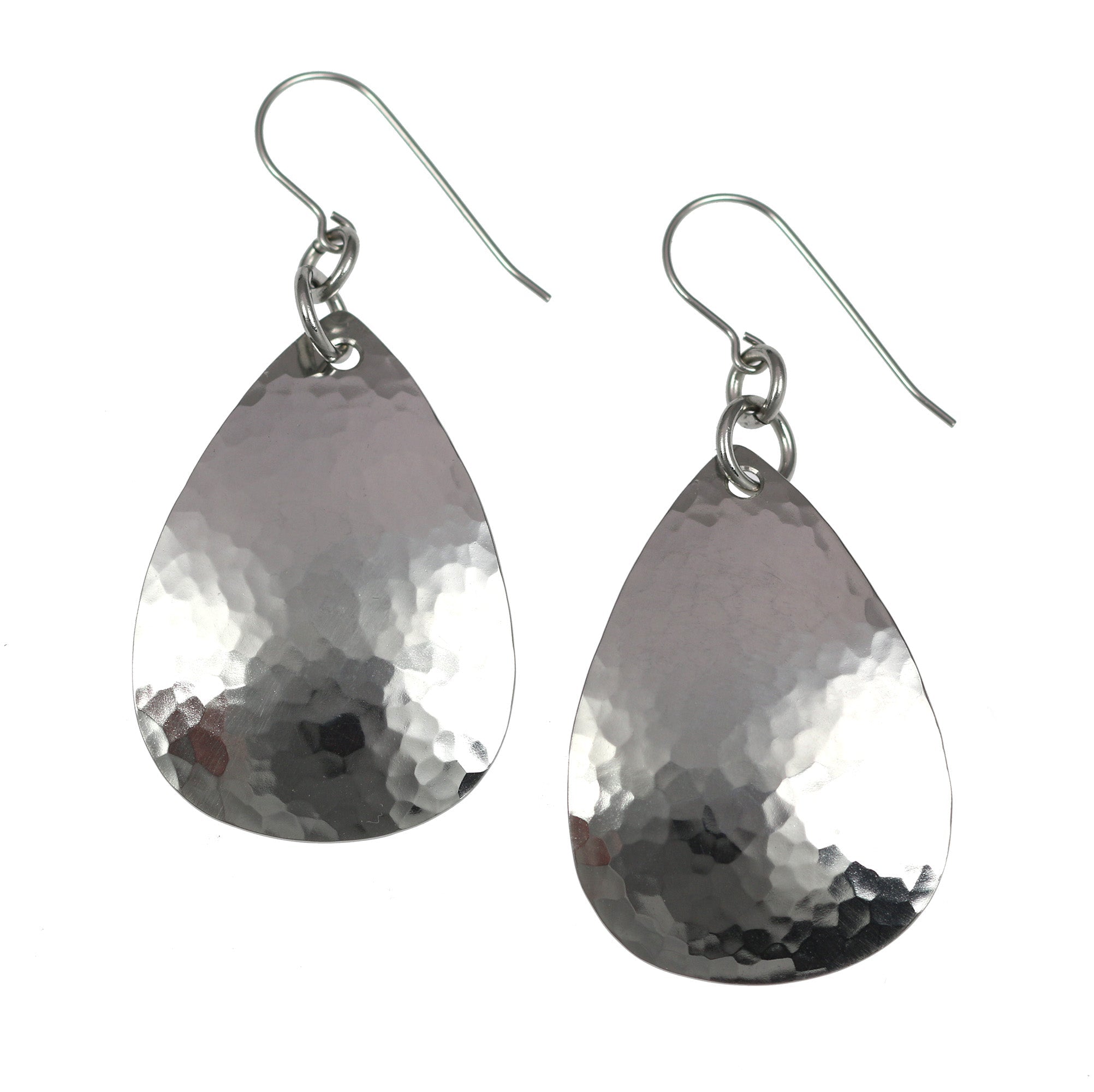 Hammered Stainless Steel Teardrop Earrings for Women - Medium Size Hypoallergenic Dangle Earrings - Perfect for Parties, Weddings & Everyday Wear