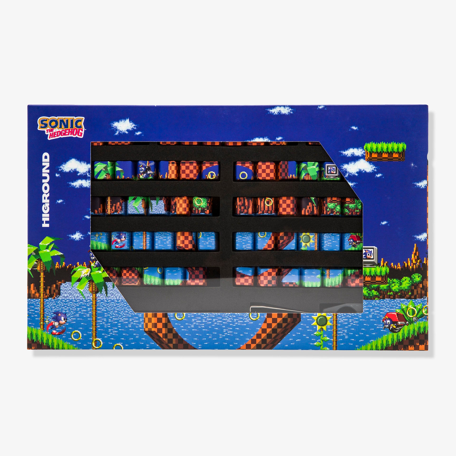 Sonic x Higround Green Hill Zone 68 Keycap Set for 65% Mechanical Keyboards - Gaming & Typing Custom Keycaps for PC Enthusiasts