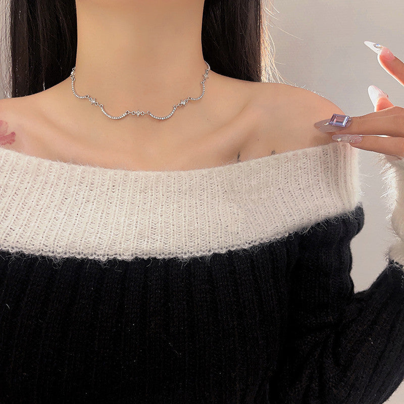 Sparkle Wavy Rhinestone Tennis Choker Necklace for Women | Elegant Crystal Statement Jewelry for Party, Wedding & Evening Wear | A8278
