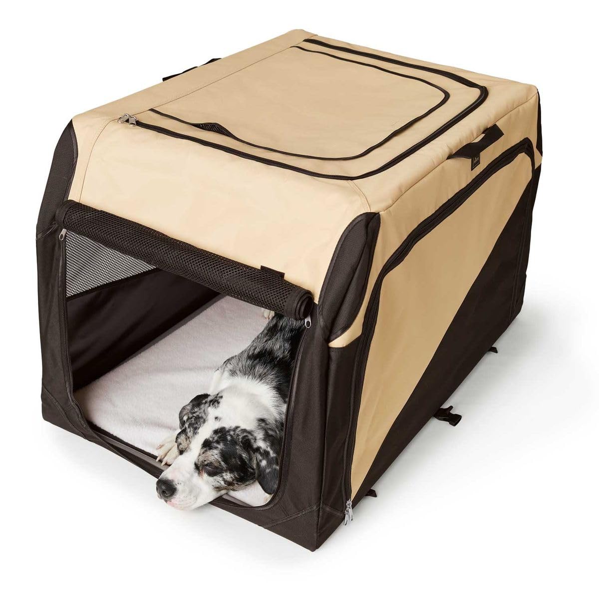 HUNTER 44956 Small Dog Carrier Travel Box - Beige & Black Pet Transport Crate for Car, Airplane & Vet Visits | Durable & Comfortable Pet Travel Solution