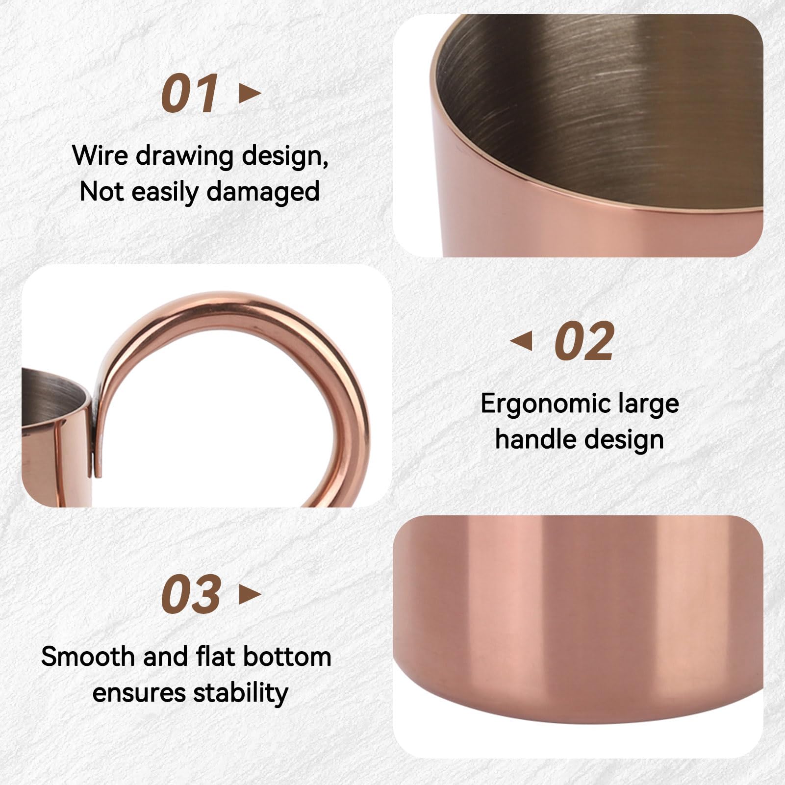 Premium 10oz Stainless Steel Moscow Mule Mugs Set of 2 - Copper Cocktail Cups for Moscow Mule, Beer, Wine & Coffee | Rose Gold Barware for Home, Parties & Gifts | Ideal for Cocktails, Iced Drinks & Entertaining