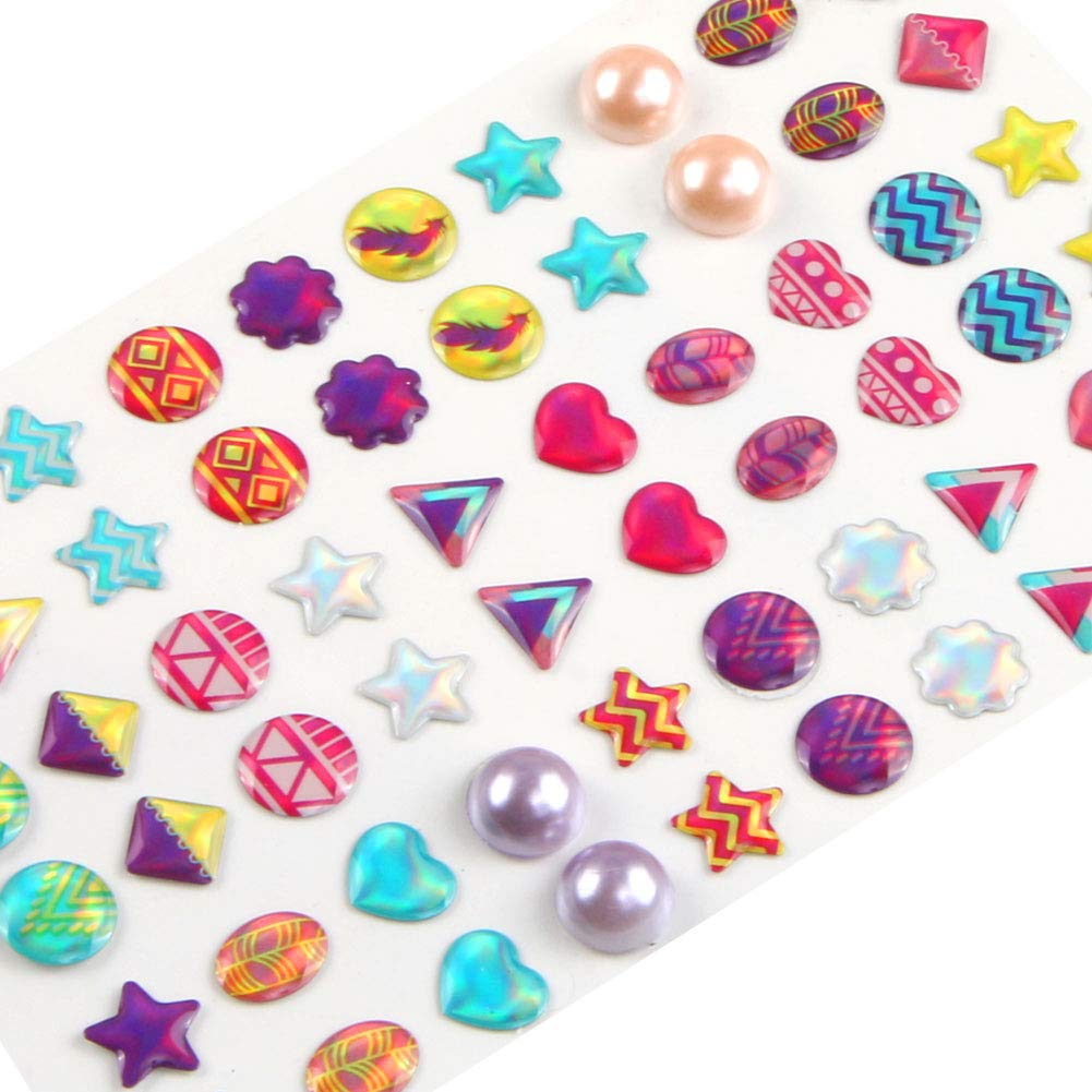 AUGSUN 240-Piece 3D Gem Sticker Earrings for Girls - Self-Adhesive Glitter Crystal Stickers for DIY Crafts, Jewelry Making & Nail Art Decoration | Perfect for Parties, Gifts & Fashion Accessories