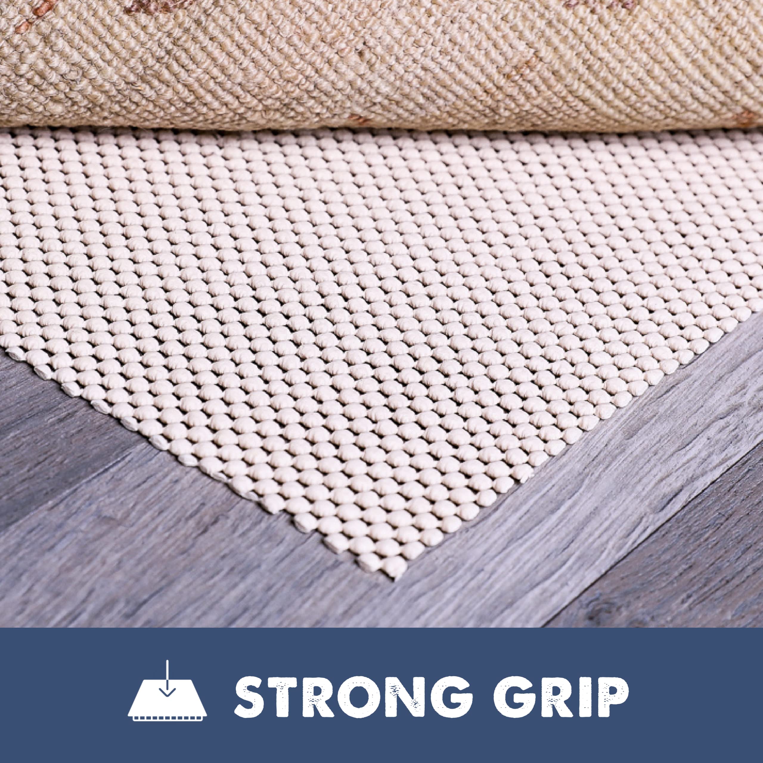 Slip-Stop Super Grip Natural Rug Pad - 8x11 Feet Cushioned Non-Slip Underlay for Area Rugs & Runner Rugs - Protects Hardwood Floors - Perfect for Living Rooms, Bedrooms & High Traffic Areas