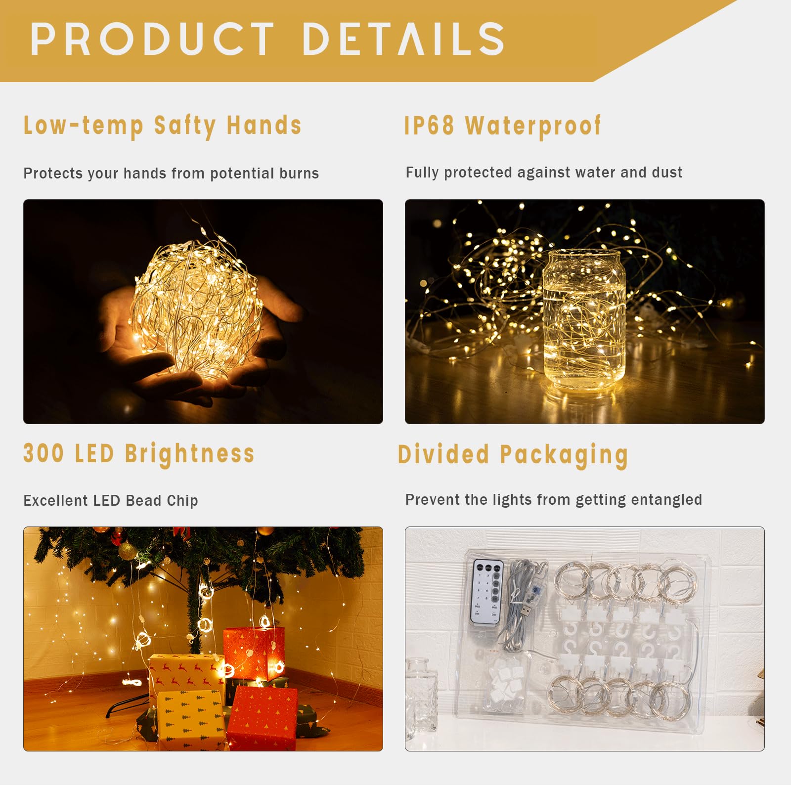 Fairy Curtain Lights 300 LED with Remote - for Bedroom, Dorm & Outdoor Decor