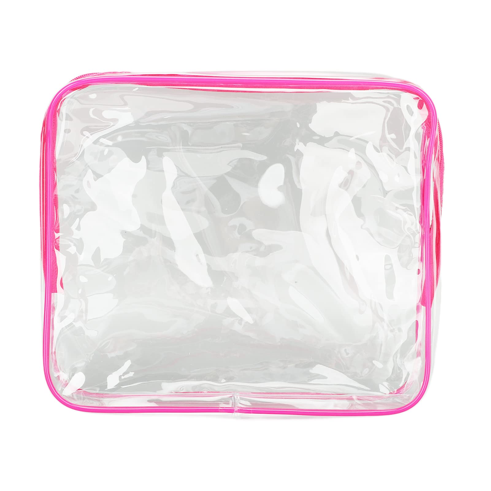 3-Piece Large Capacity Clear Travel Cosmetic Bags - Waterproof PVC, Easy to Clean with Carrying Handle - Perfect for Gym, Fitness, Travel & Toiletries Organization (Rose Red)