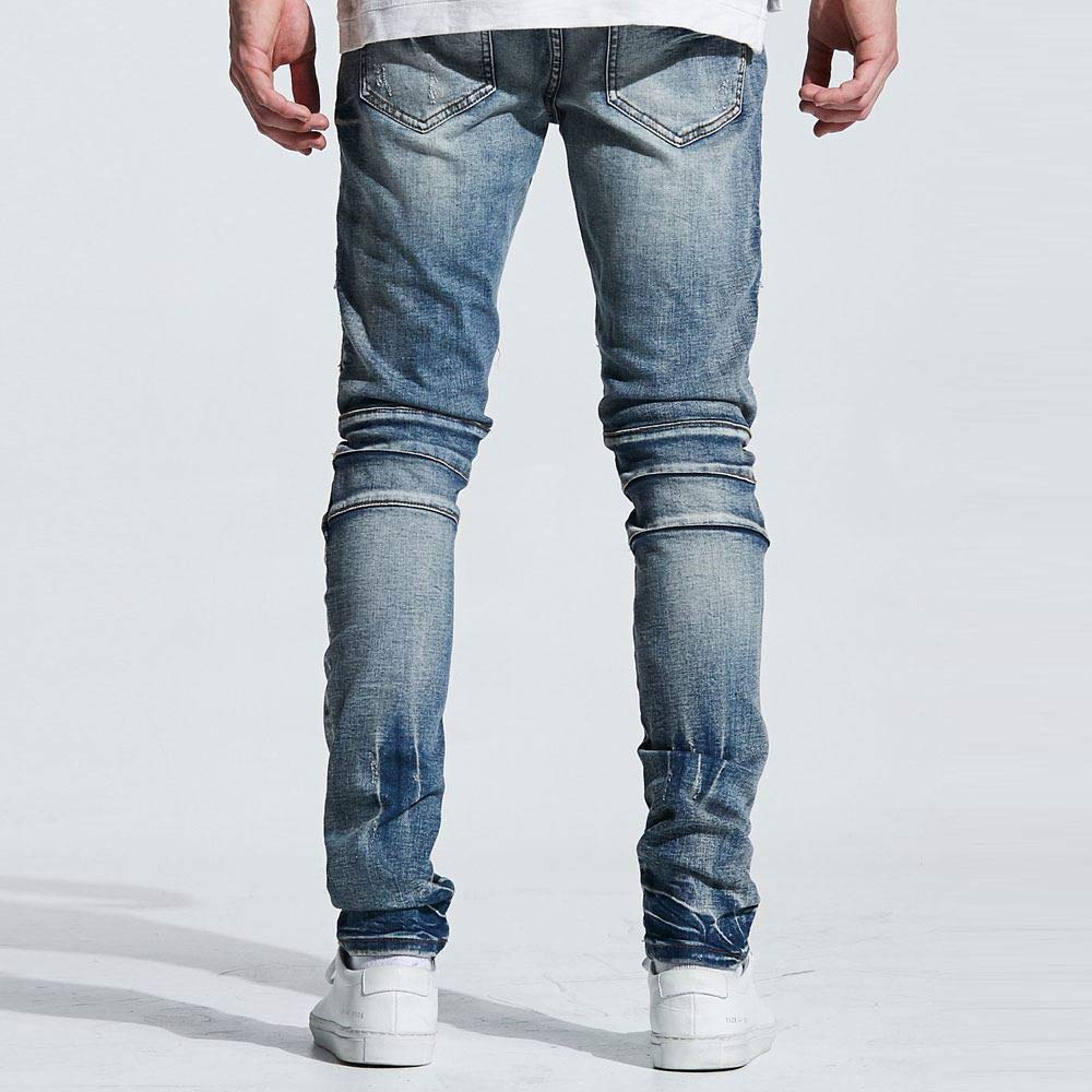 Stylish Embellished Turkish Biker Denim Jeans for Women - Classic Blue Wash | Perfect for Motorcycle Riding & Casual Streetwear