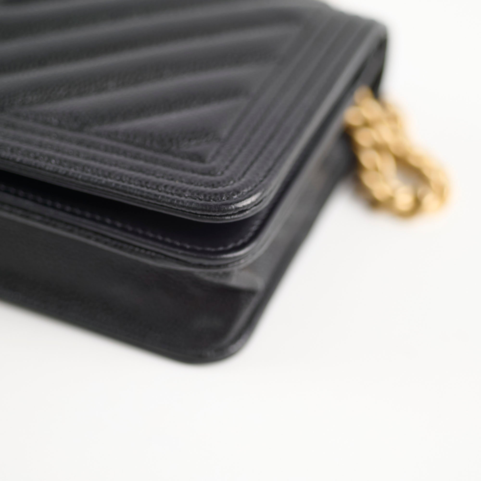 Chanel Boy Wallet On Chain WOC Chevron Caviar Black Microchipped - Luxury Crossbody Bag for Women, Perfect for Evening Out & Daily Use