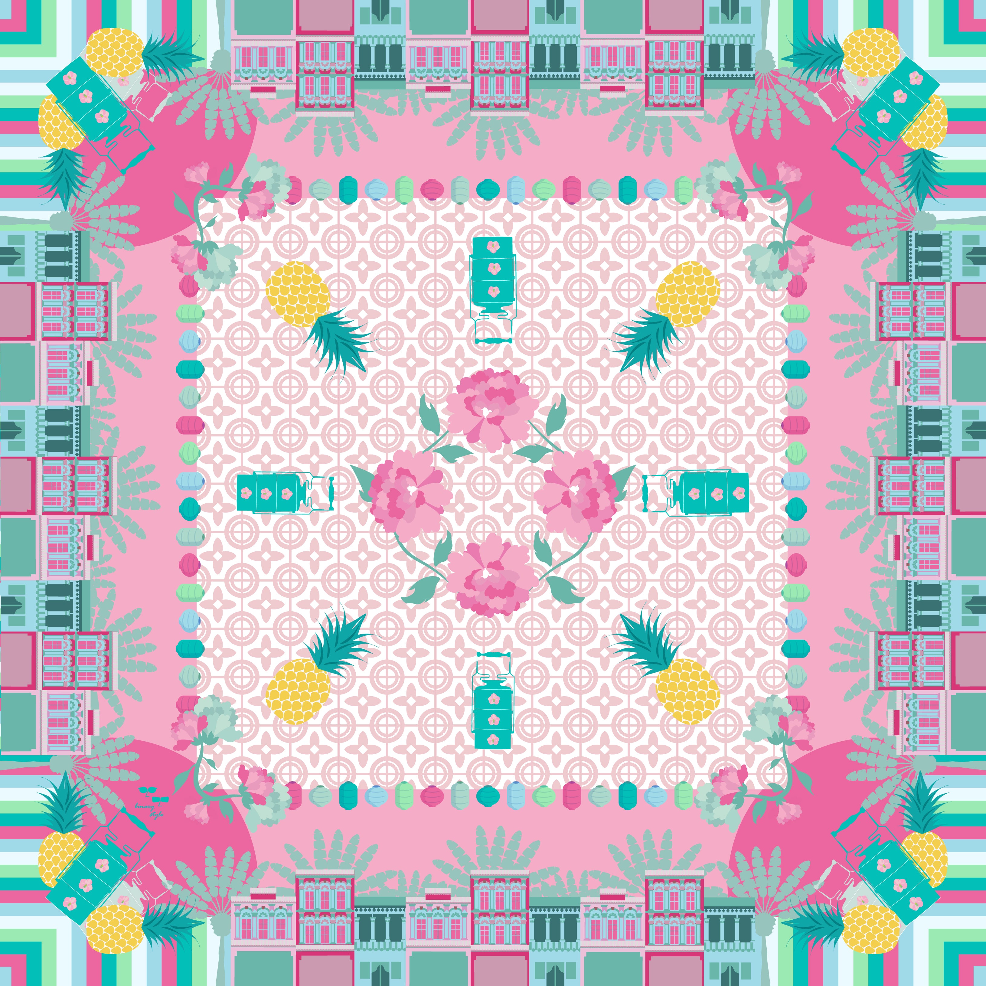 Peranakan Manis Cotton Scarf - Lightweight & Breathable Fashion Accessory for Women | Perfect for Travel, Office & Special Occasions
