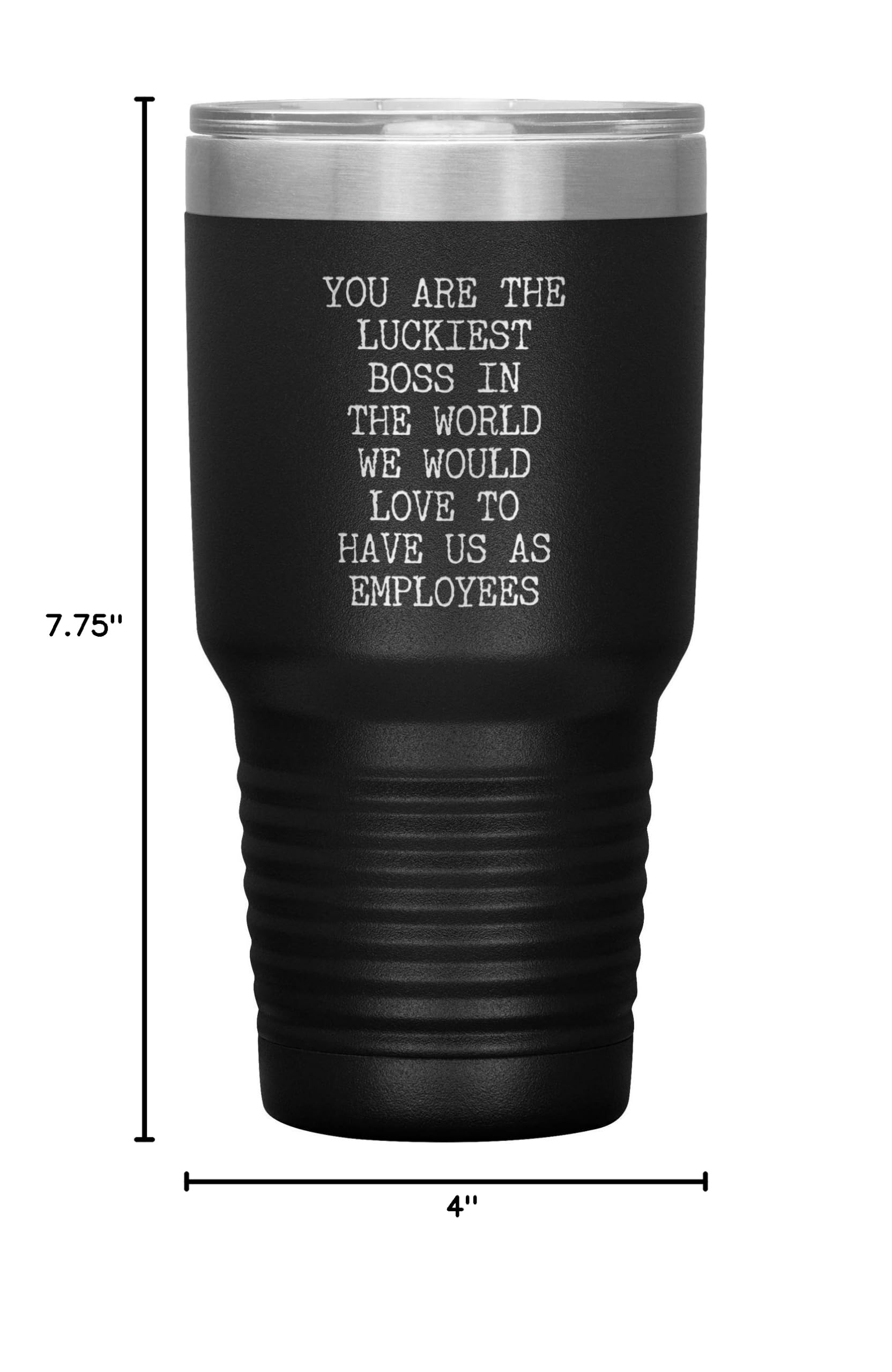 You're the Luckiest Boss in the World - 20oz Insulated Tumbler Cup for Coffee & Tea, BPA-Free Stainless Steel Travel Mug - Perfect Gift for Bosses Day, Work Anniversary & Employee Appreciation
