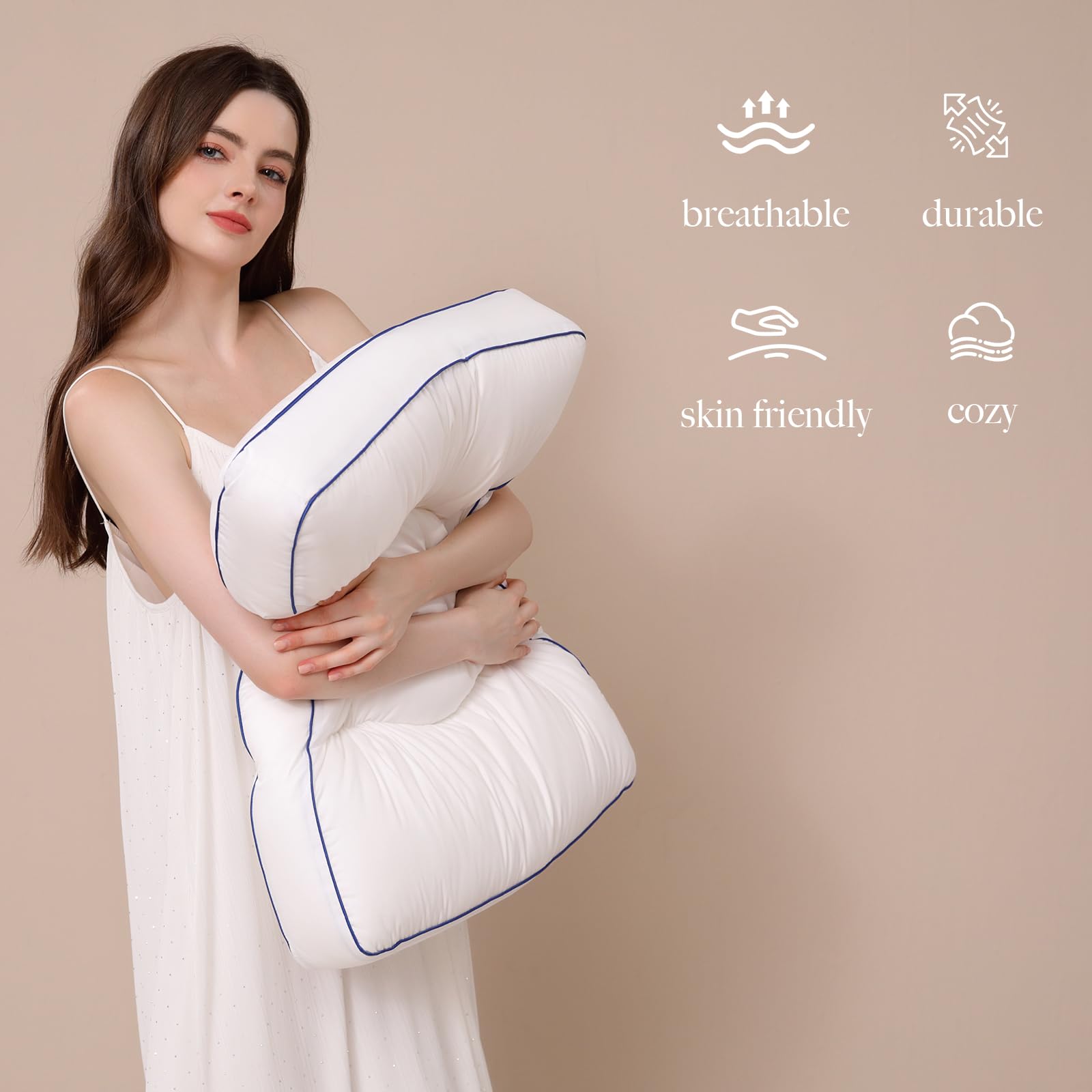 Functional Partition Pillow - Standard Size Bed Pillow for Back, Stomach & Side Sleepers - Orthopedic Support for Better Sleep - Perfect Gift for Family & Friends - Ideal for Home, Office & Travel Use