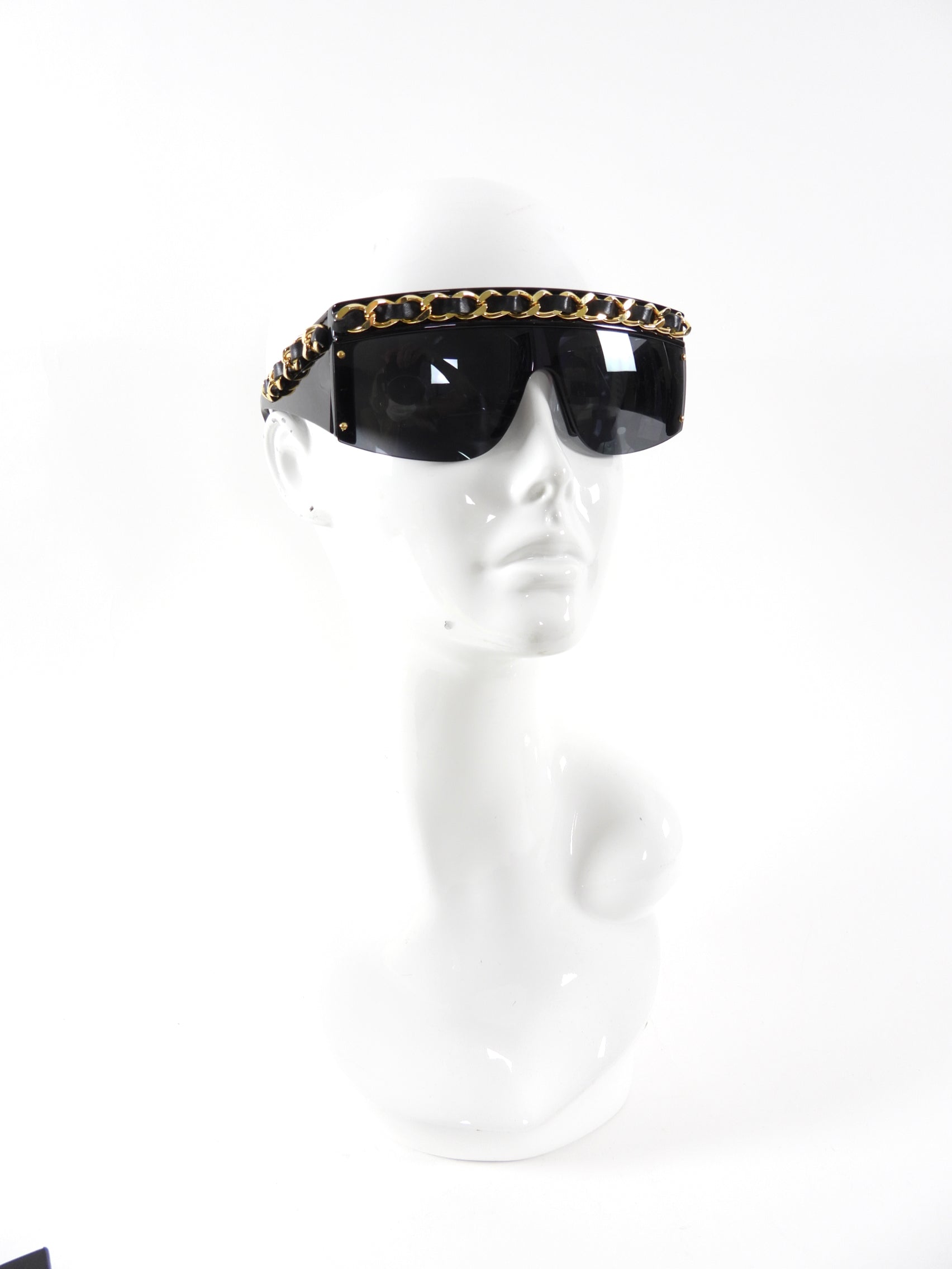 Vintage Chanel AW 1992 Braided Chain Shield Sunglasses Model 0026 - Luxury Retro Fashion for Women, Perfect for Beach, Travel & Summer Outfits