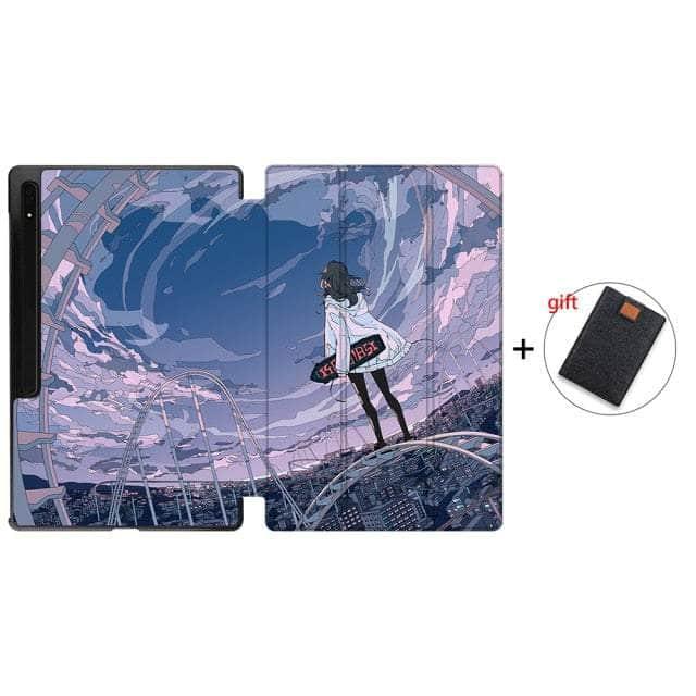 MTT 2022 Galaxy Tab S8 Ultra X906 Tri-Fold Stand Case - Premium Protective Cover with Kickstand for Samsung Tablet - Perfect for Work, Study & Entertainment