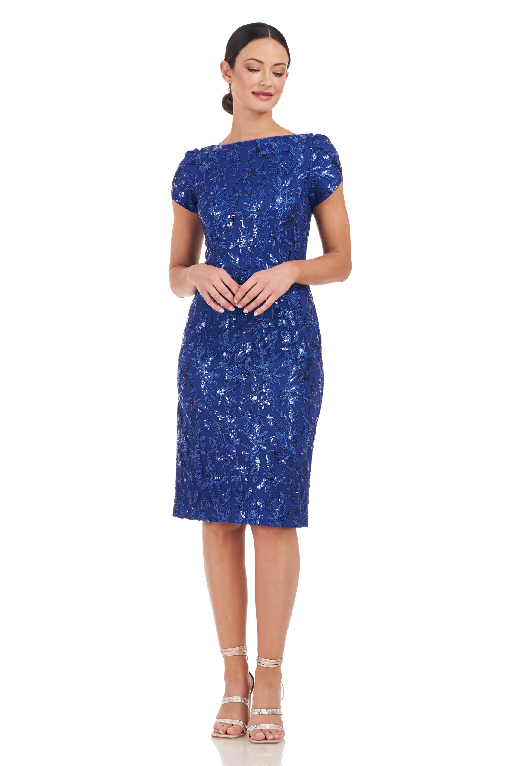 JS Collections Women's Fiona Knee Length Dress - Elegant Floral Print Summer Dress for Casual Wear, Office, and Special Occasions