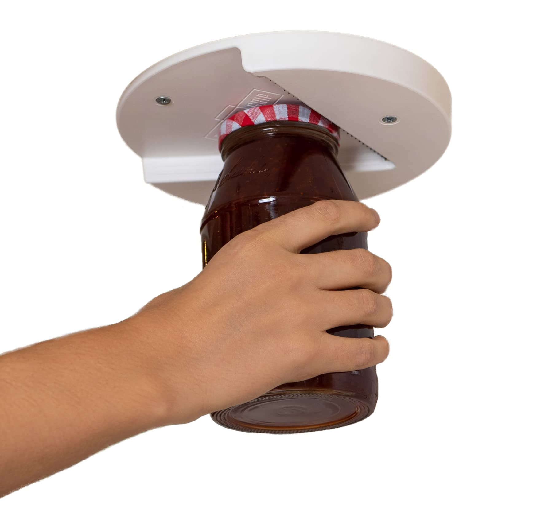 **The Grip Jar Opener – Under Cabinet Jar & Bottle Opener for Weak Hands & Seniors – Easy-Open Kitchen Gadget for Jars, Cans & Bottles – Made in USA – Perfect for Arthritis & Limited Mobility – Ideal for Home, Restaurant & RV Use**
