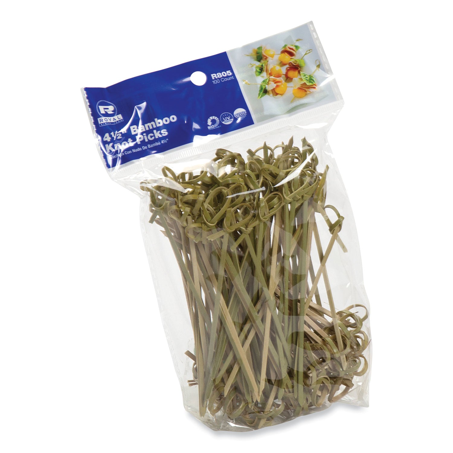 AmerCareRoyal® Natural Bamboo Toothpicks - 4.5 Inch Knotted Bamboo Picks, 100 Count per Pack (10 Packs per Carton) - Perfect for Restaurants, Parties & Home Use
