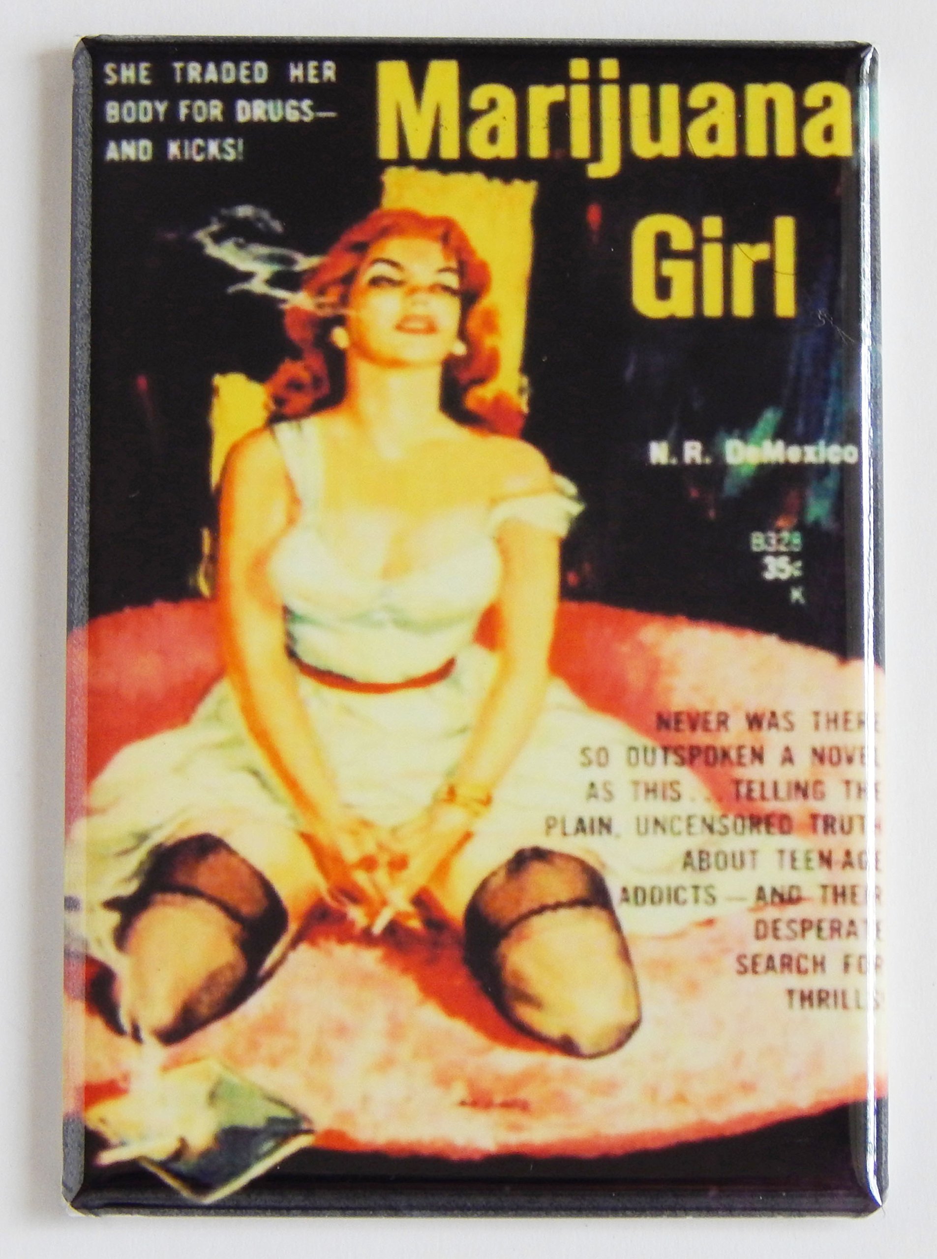Funny Marijuana Girl Fridge Magnet (2 x 3 inches) - Novelty Cannabis Decor for Kitchen, Office & Dorm Room