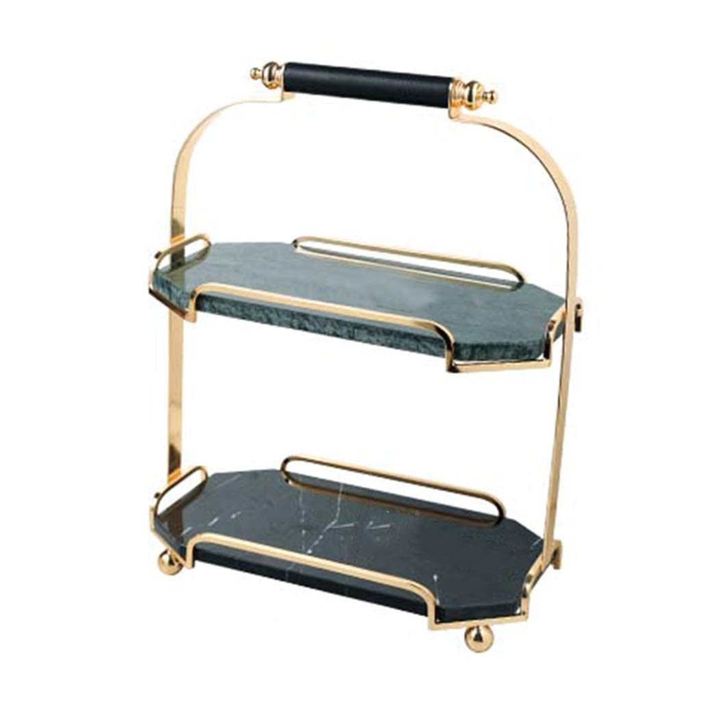 2-Tier Golden Metal Marble Cake Stand - Black & Green Cupcake Display Tray for Dessert Tables (30x15x23.7cm) - Perfect for Weddings, Birthdays & Party Dessert Displays